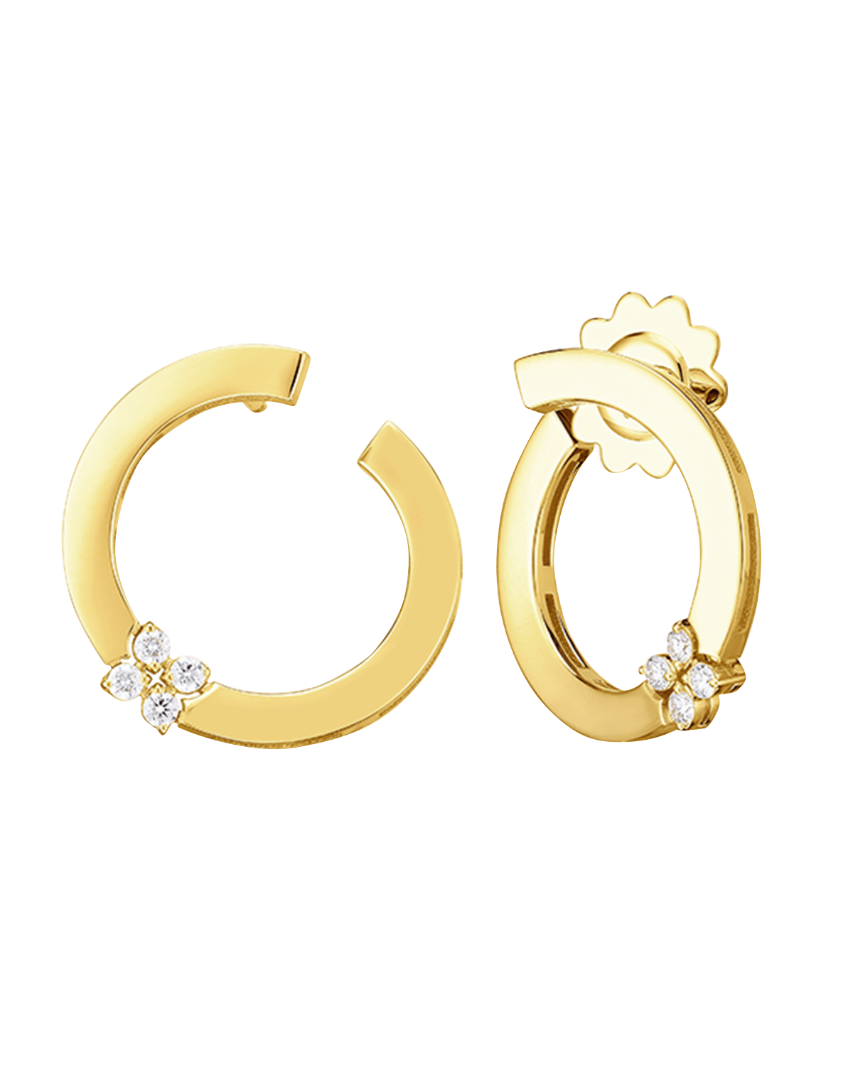 Roberto Coin Love in Verona 18K Yellow Gold Diamond Hoop Stud Earrings, 0.87"L, 0.15tcw