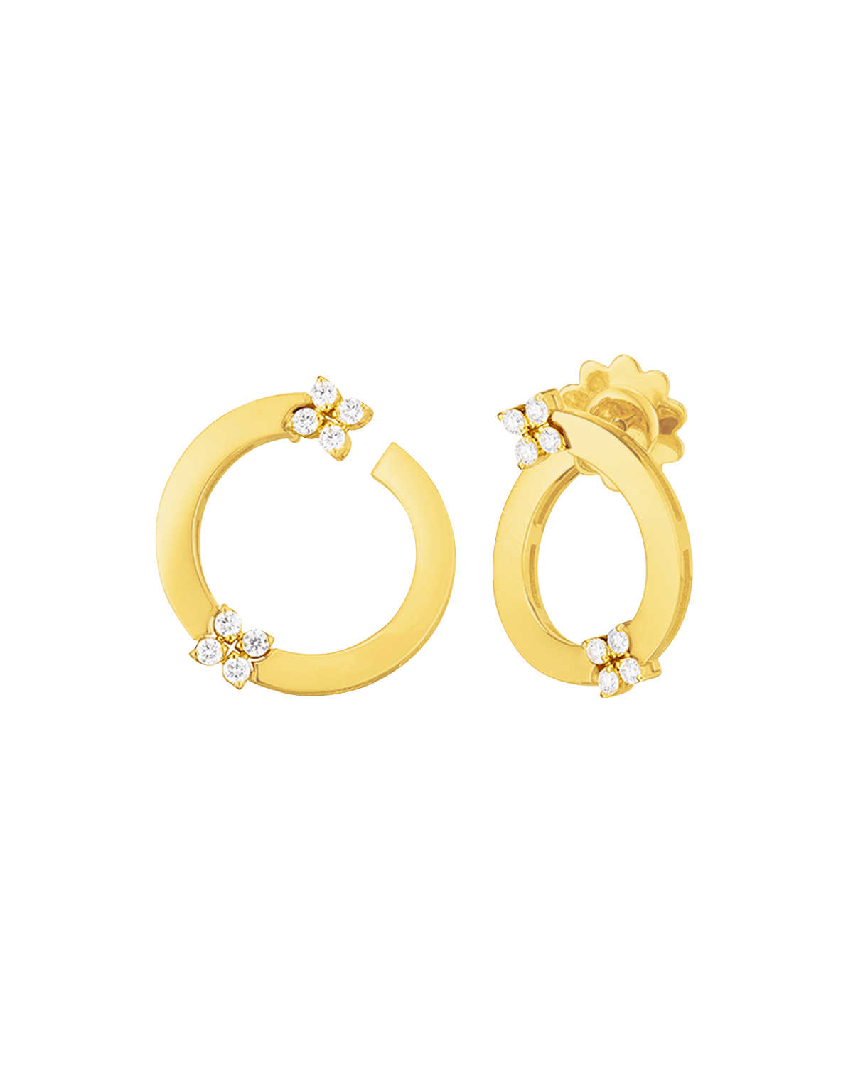 Roberto Coin Love in Verona 18K Yellow Gold Diamond Hoop Stud Earrings, 0.87"L, 0.34tcw