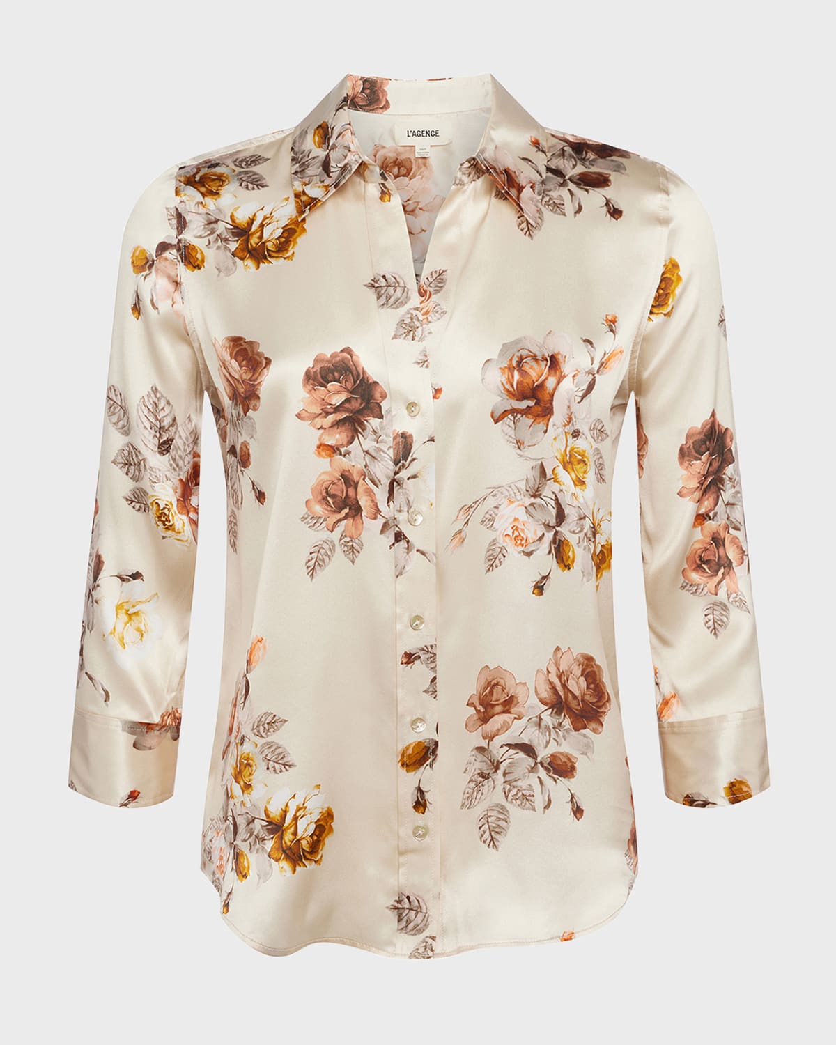 L'Agence Dani Floral-Print Silk Shirt