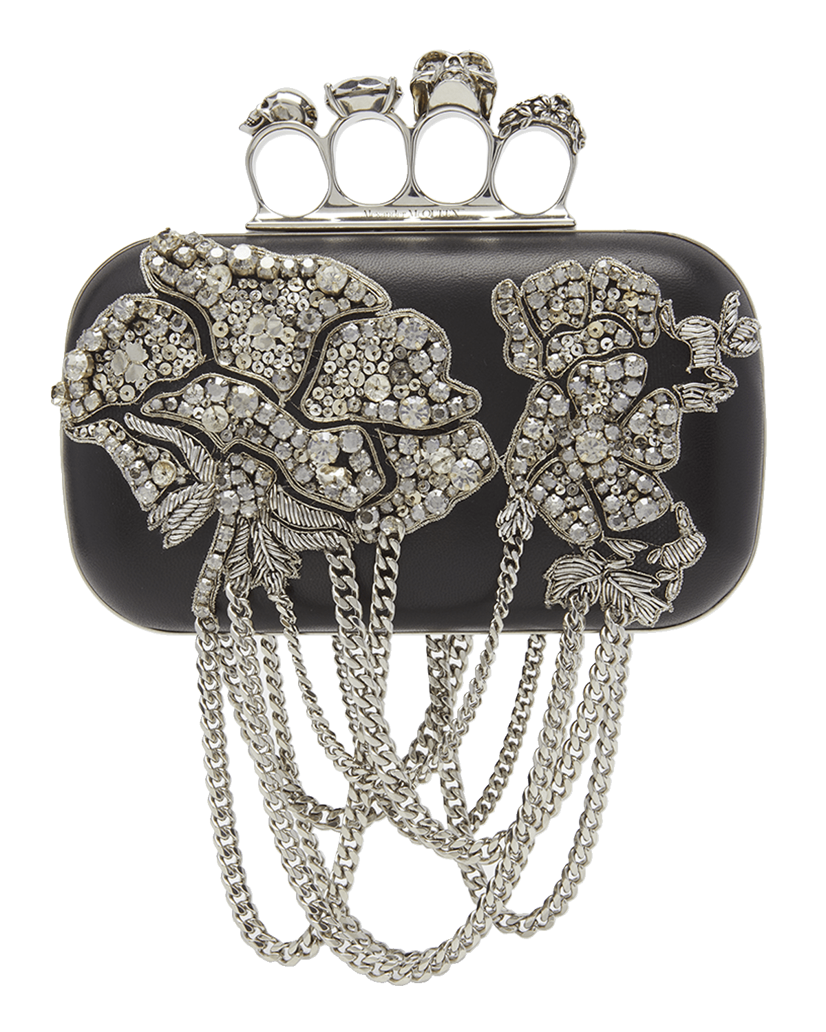 Alexander McQueen Skull Crystal-Embellished Fringe Clutch Bag