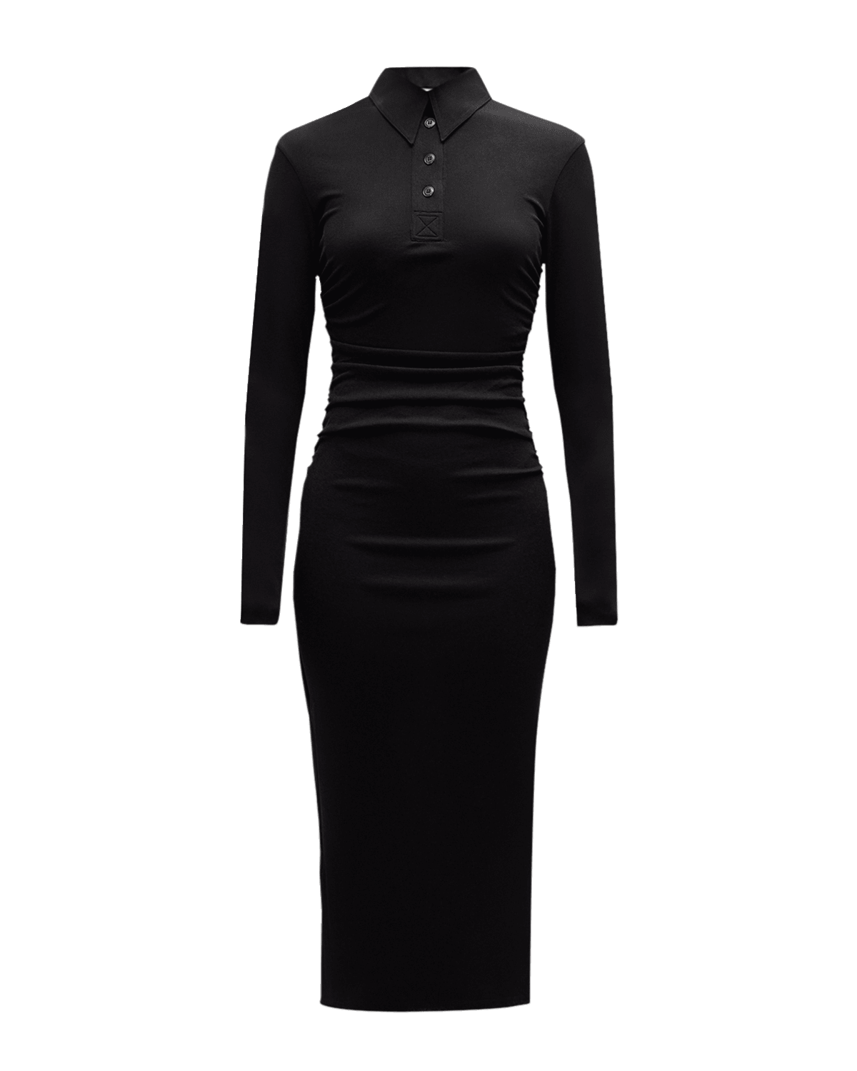 Nanushka Verity Long-Sleeve Knit Polo Midi Dress