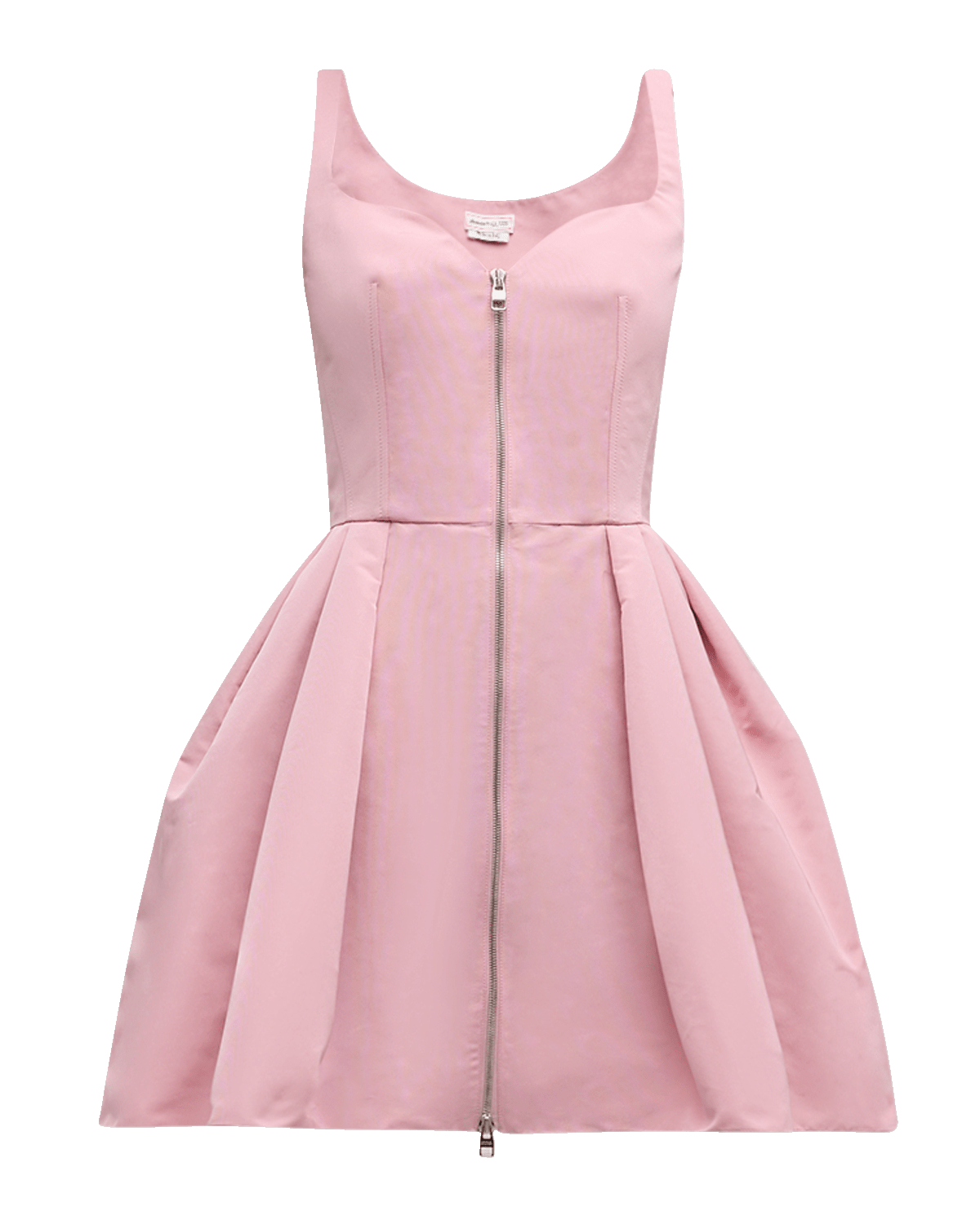 Alexander McQueen Zip-Front Polyfaille Mini Dress