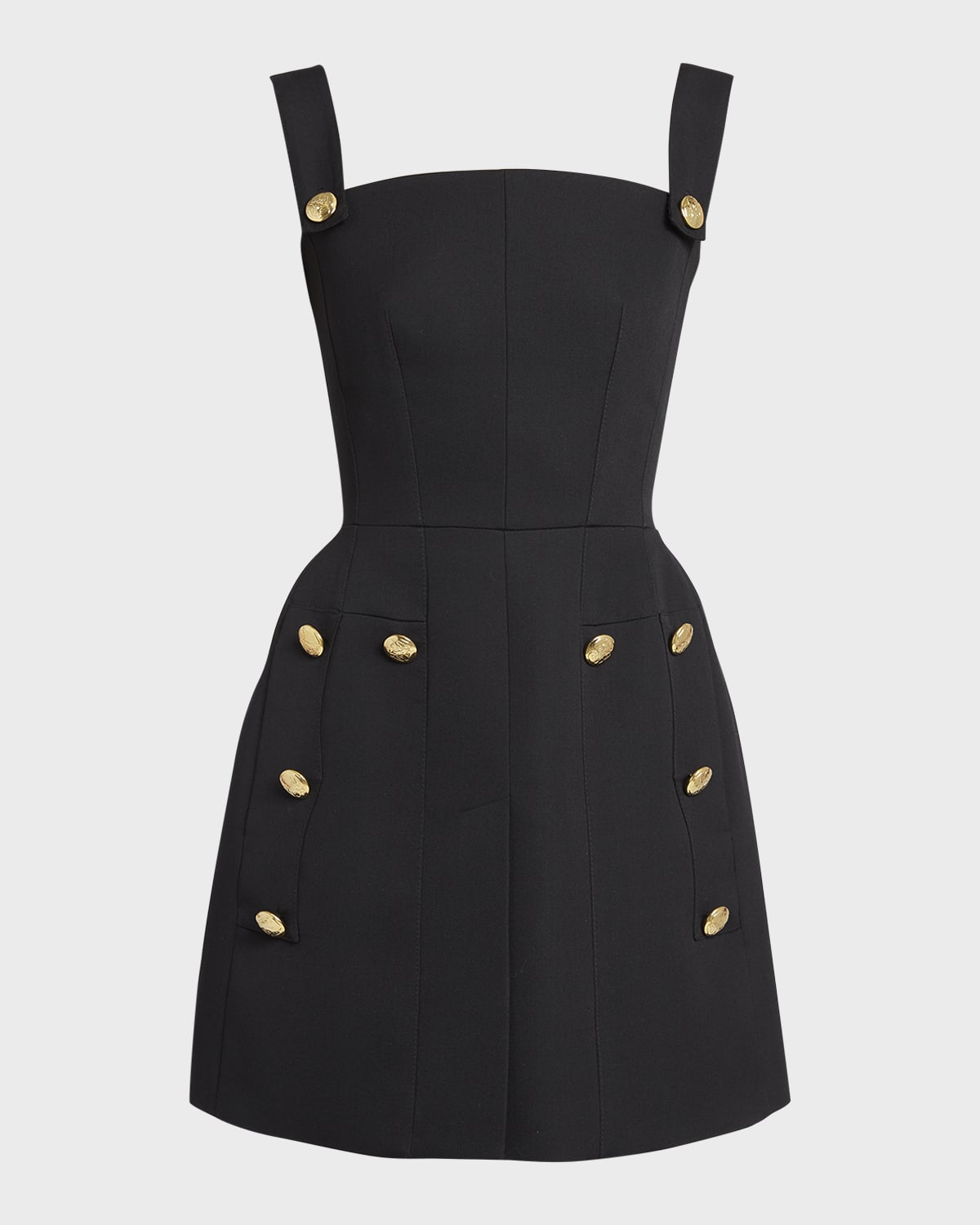 Alexander McQueen Wool Scuba Mini Dress with Gold Buttons