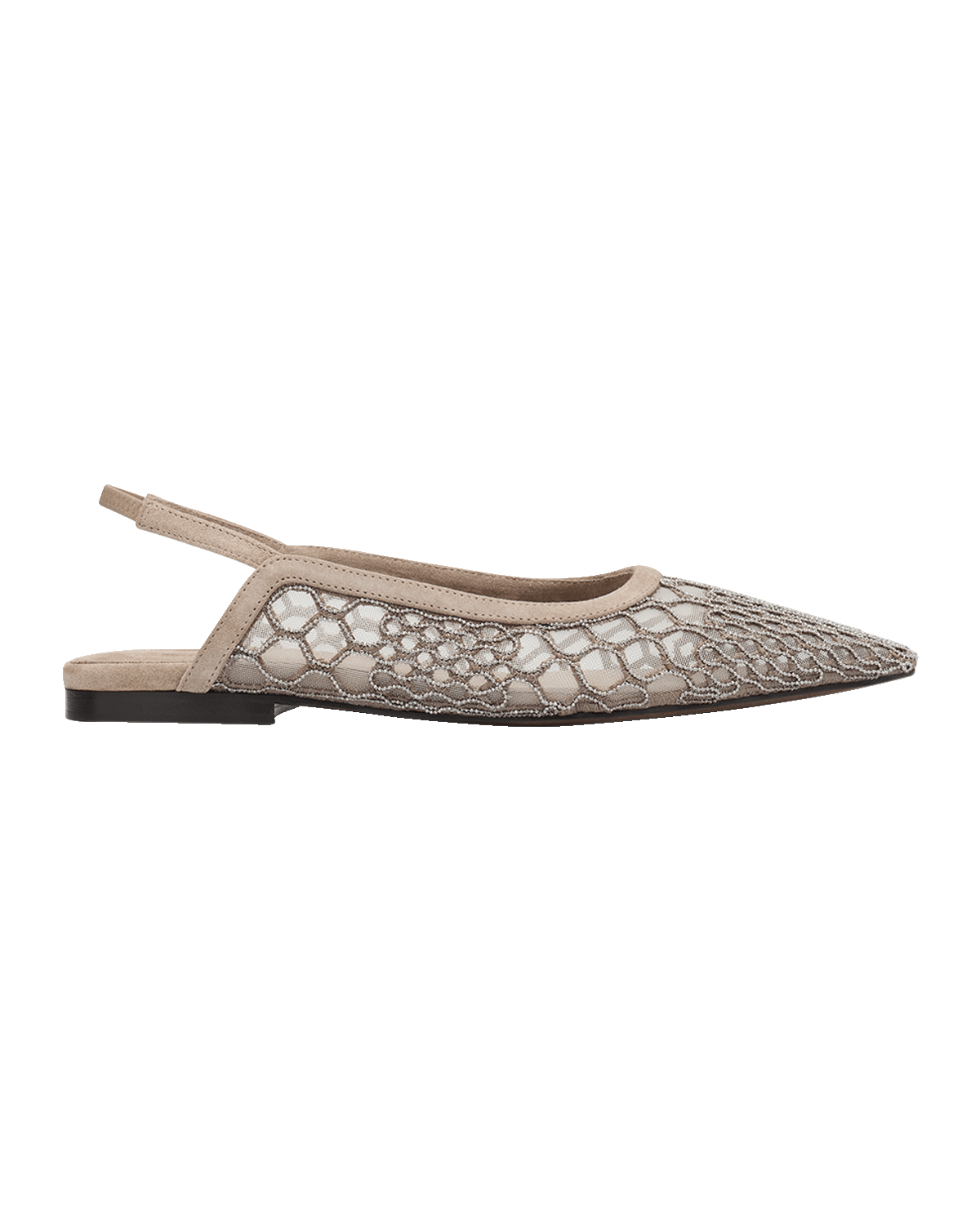 Brunello Cucinelli Monili Net Slingback Ballerina Flats