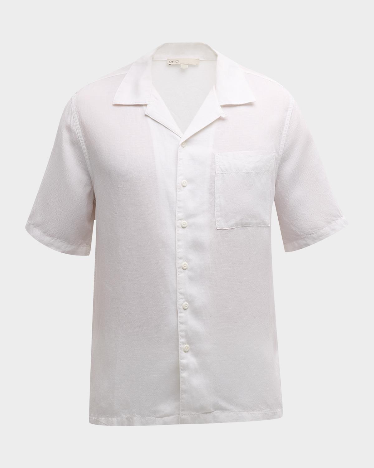Onia Men's Air Linen Convertible Collar Short-Sleeve Shirt