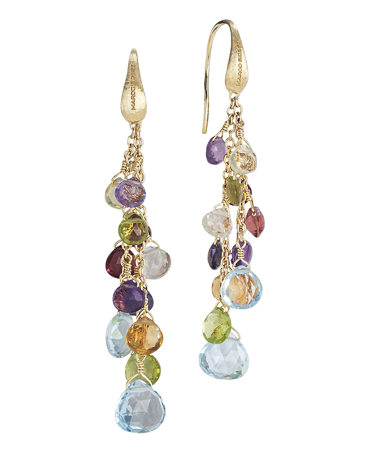Marco Bicego 18K Yellow Gold Paradise Multi-Drop Earrings with Mixed Gems