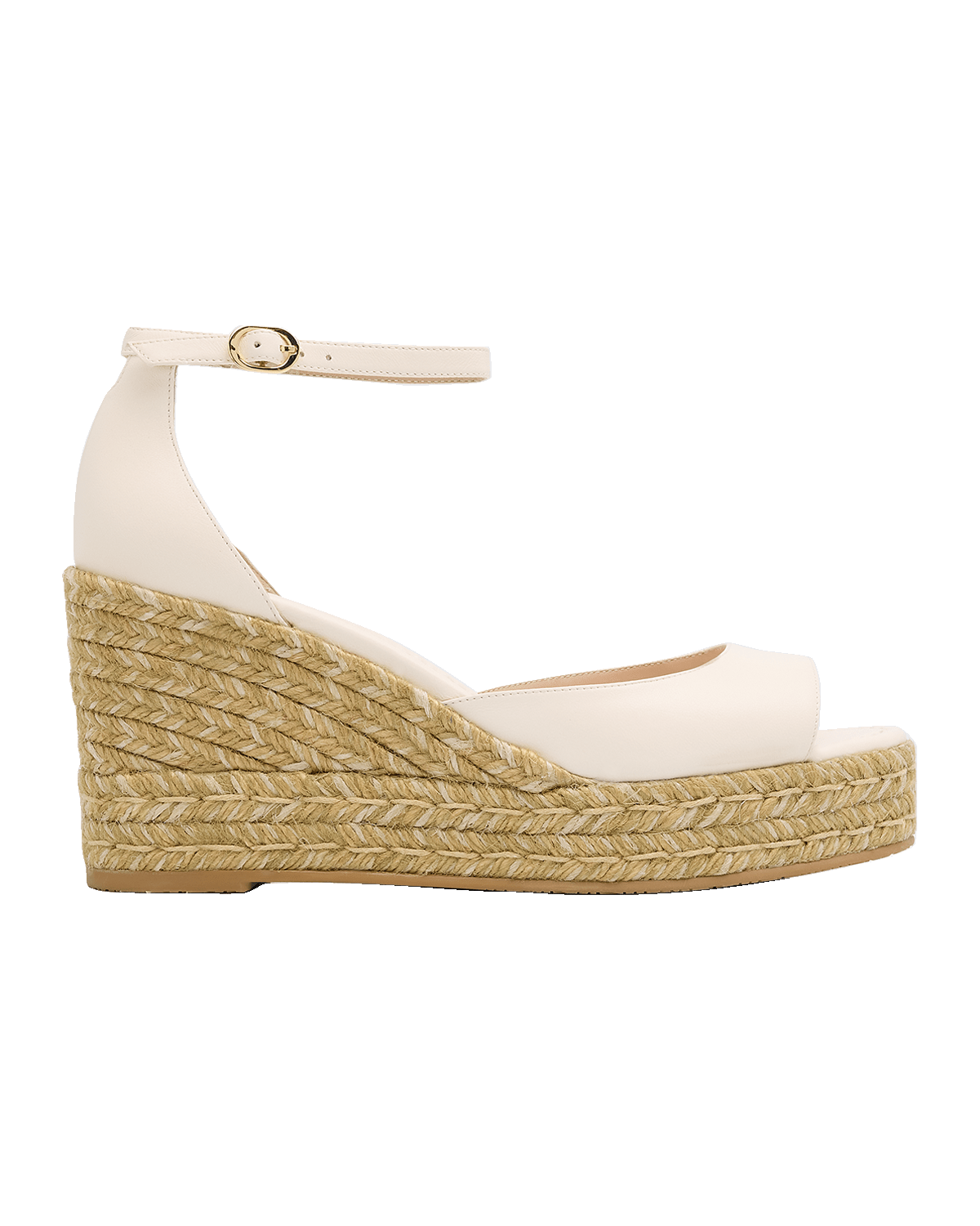 Stuart Weitzman Nudista Leather Ankle-Strap Wedge Espadrilles
