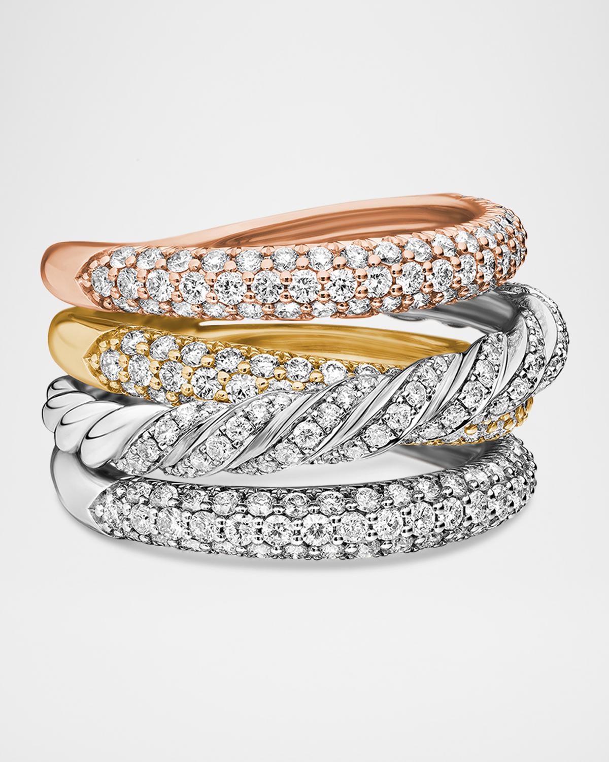 Paveflex Four Row Ring with Diamonds in 18K Gold
