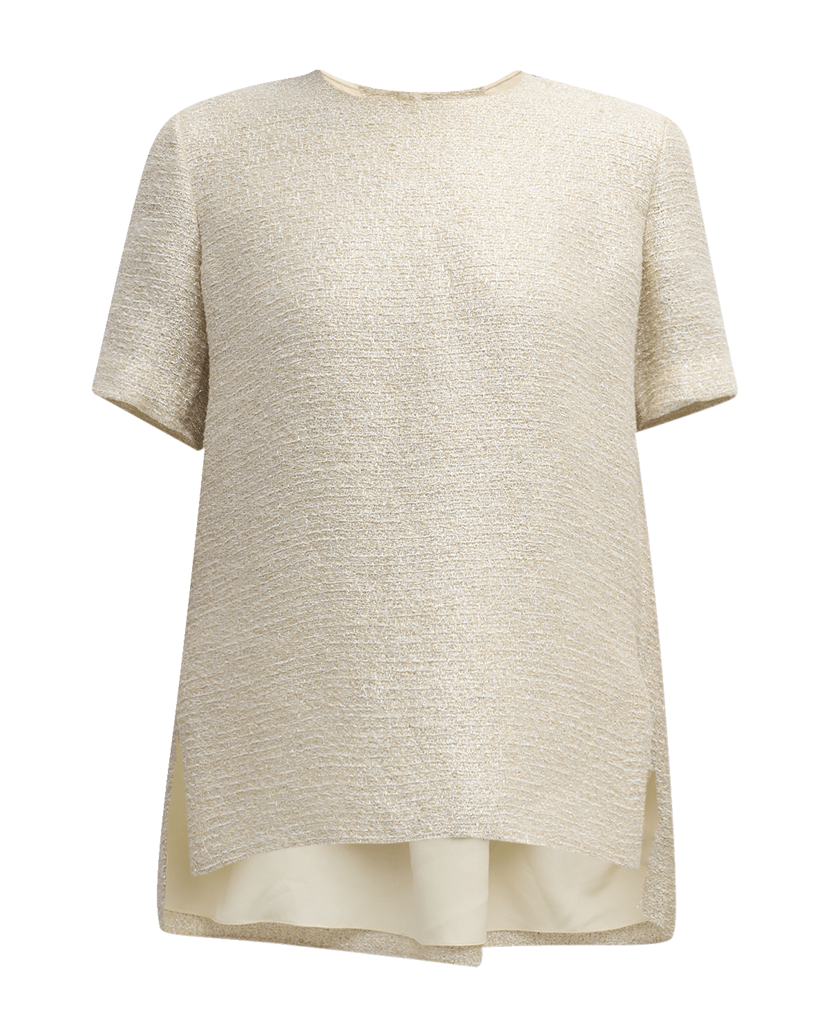 Adam Lippes Metallic Tweed Short-Sleeve Top