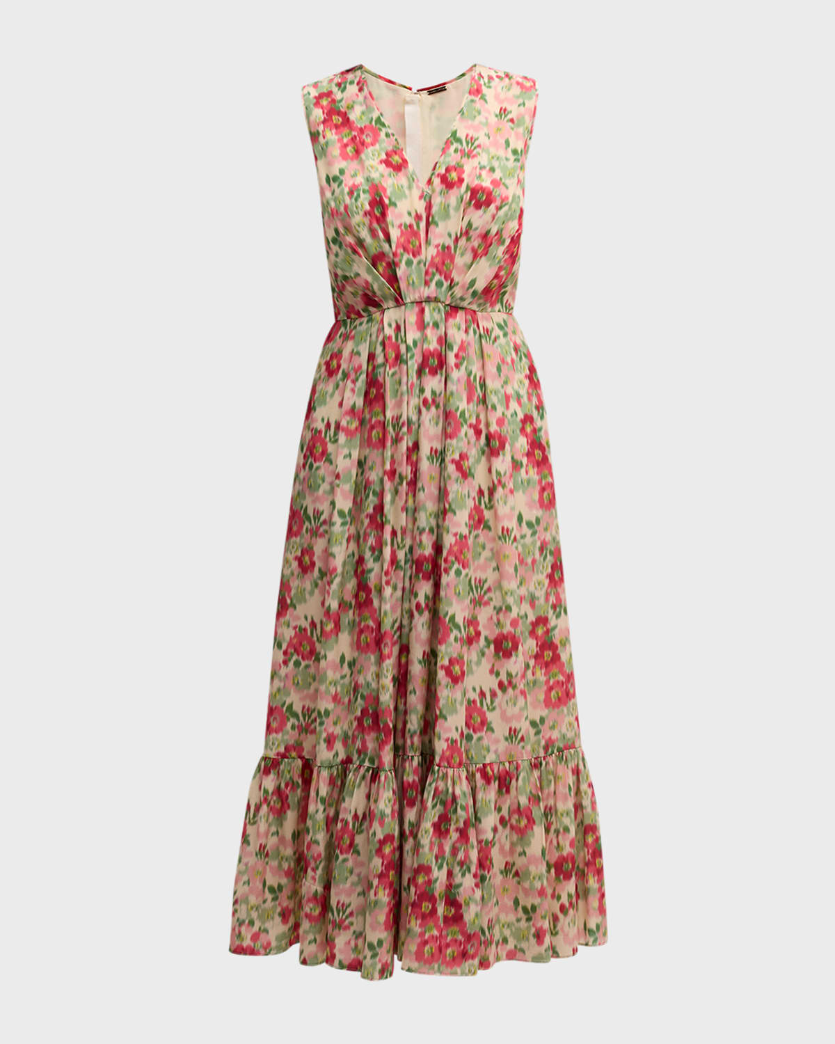 Adam Lippes Marina Crepe De Chine Floral Print Midi Dress