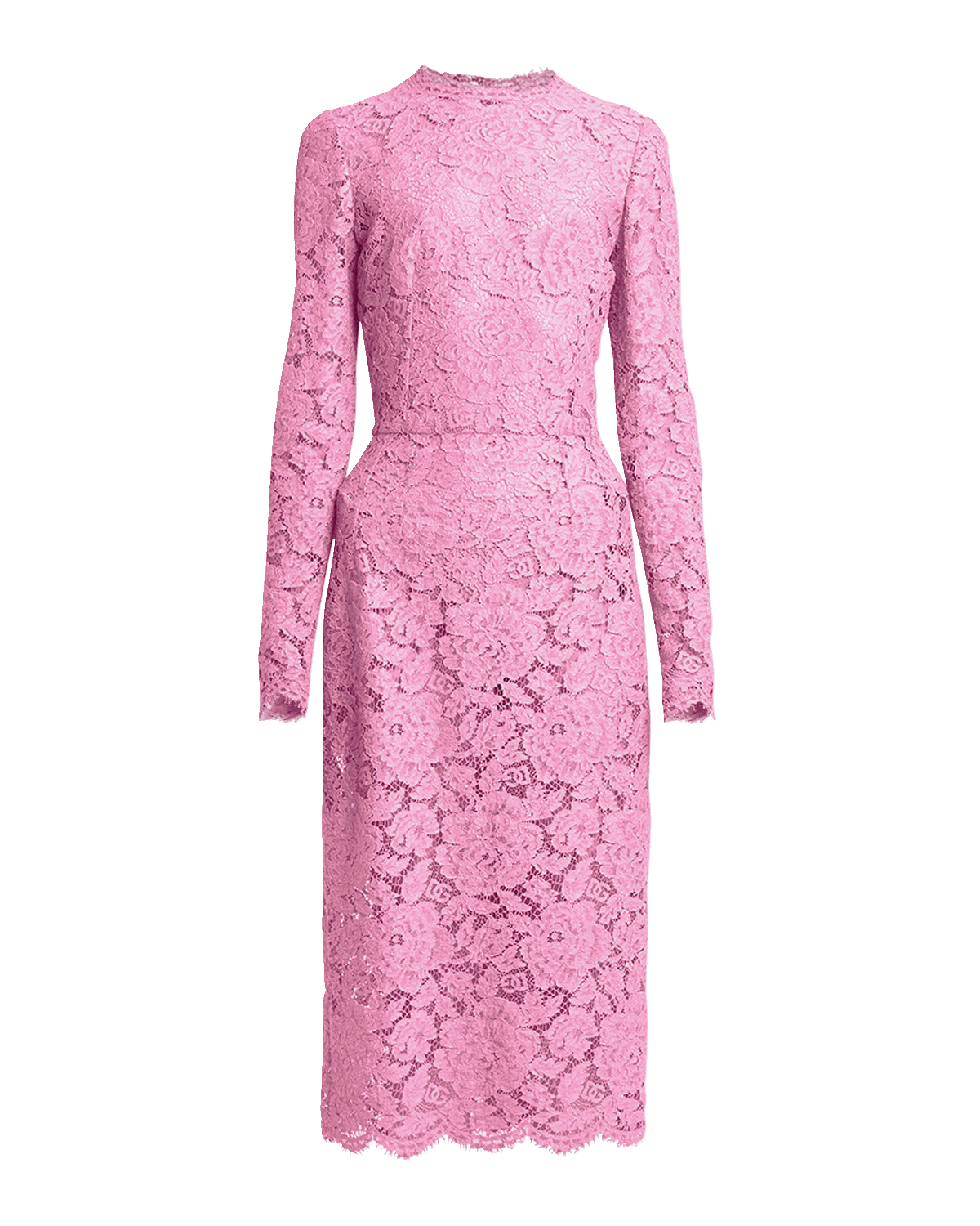 Dolce&Gabbana Floral Lace Long-Sleeve Midi Dress