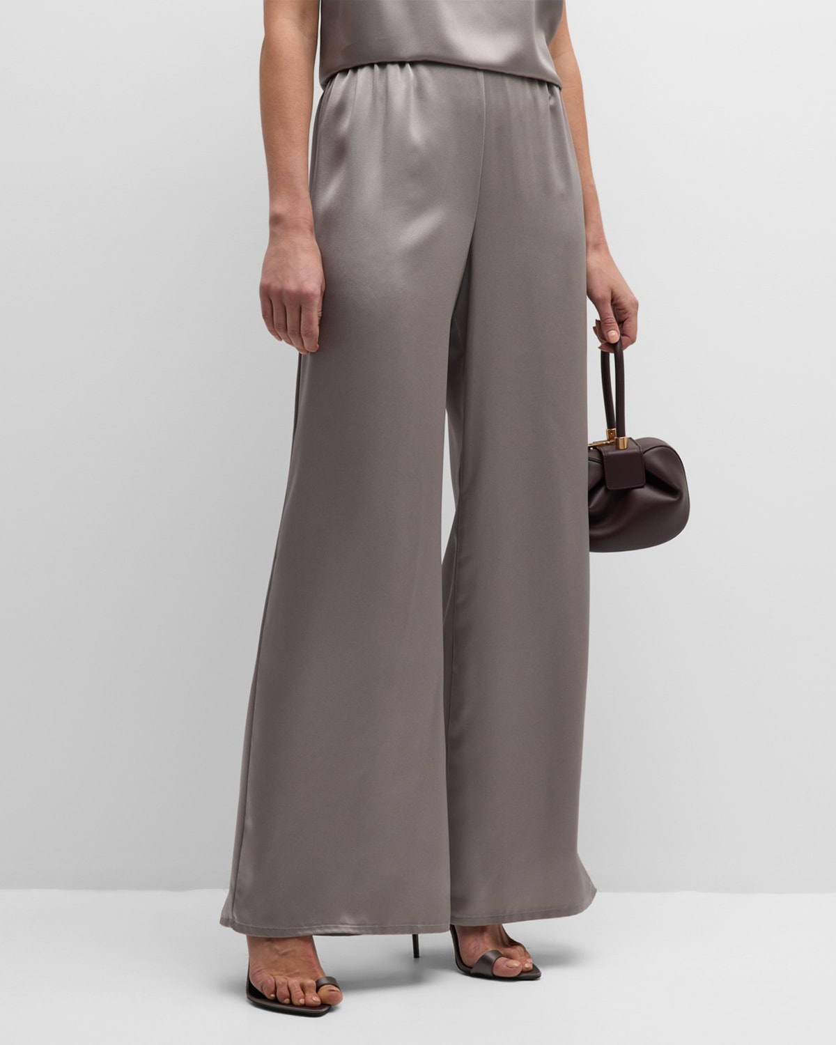 Caroline Rose Wide-Leg Satin Pants