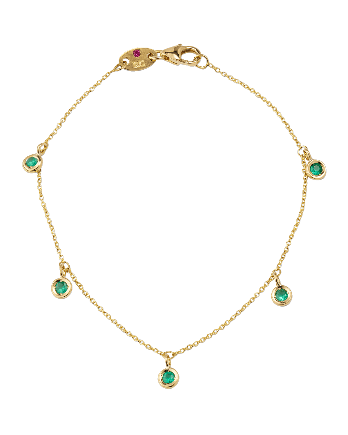 Roberto Coin 18K Yellow Gold Emerald 5 Station Bracelet