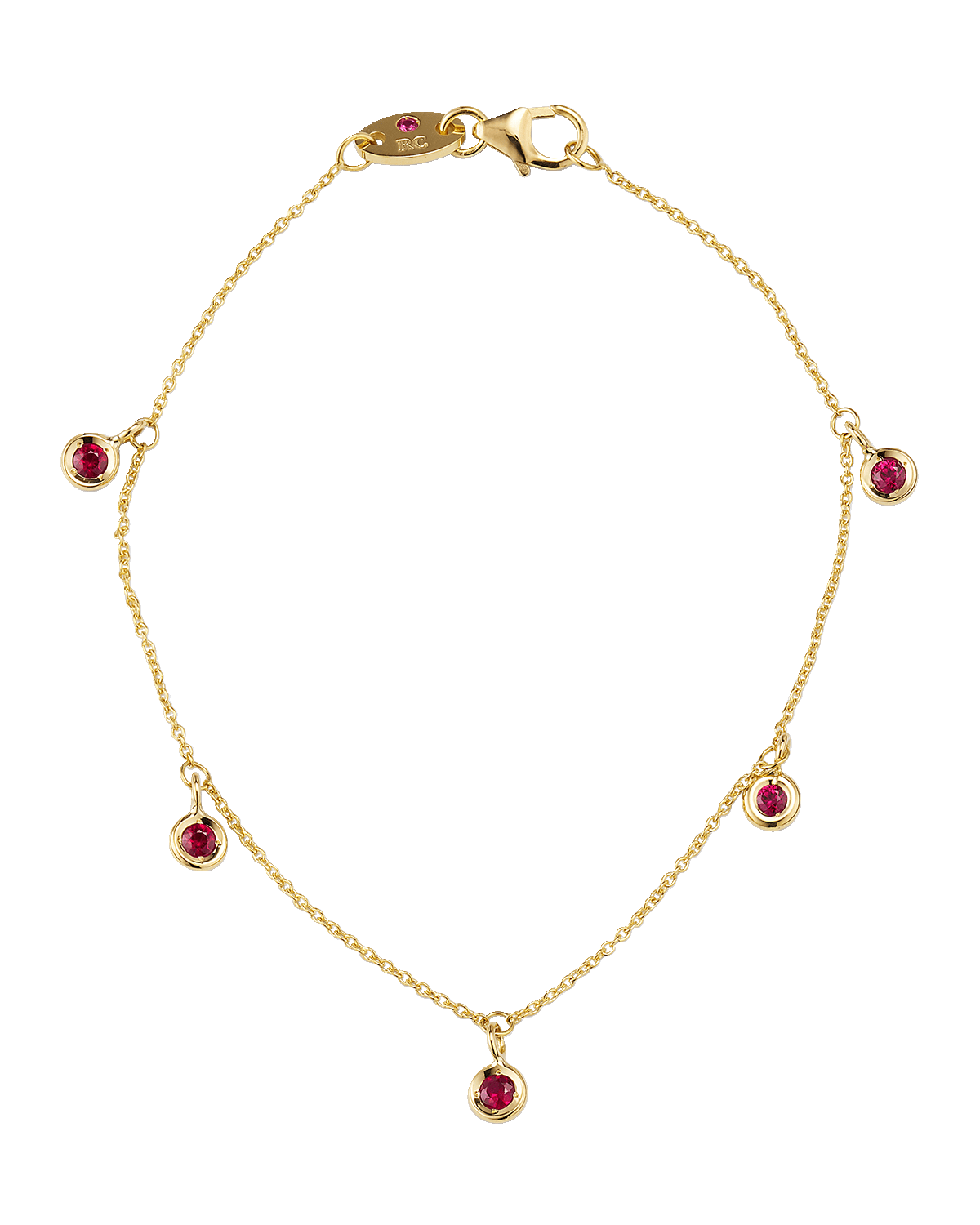 Roberto Coin 18K Yellow Gold Ruby 5 Station Bracelet