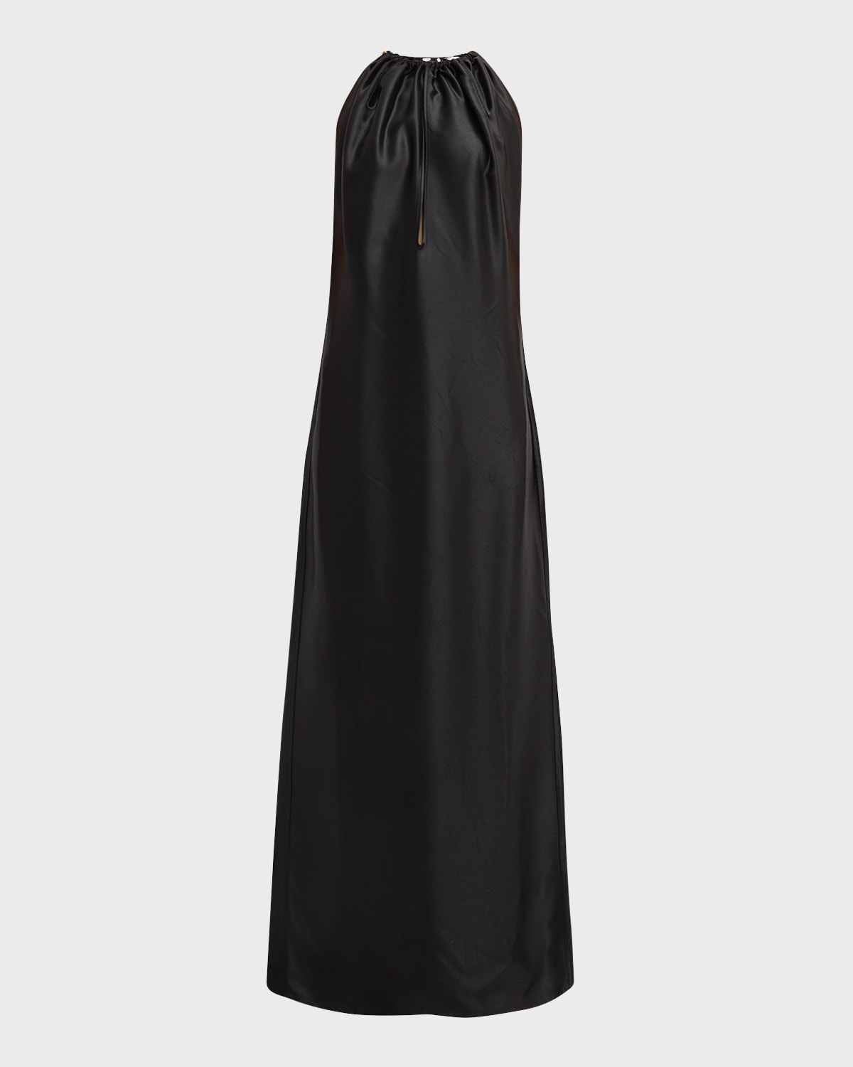 Bottega Veneta Gathered Sleeveless Fluid Satin Twill Gown