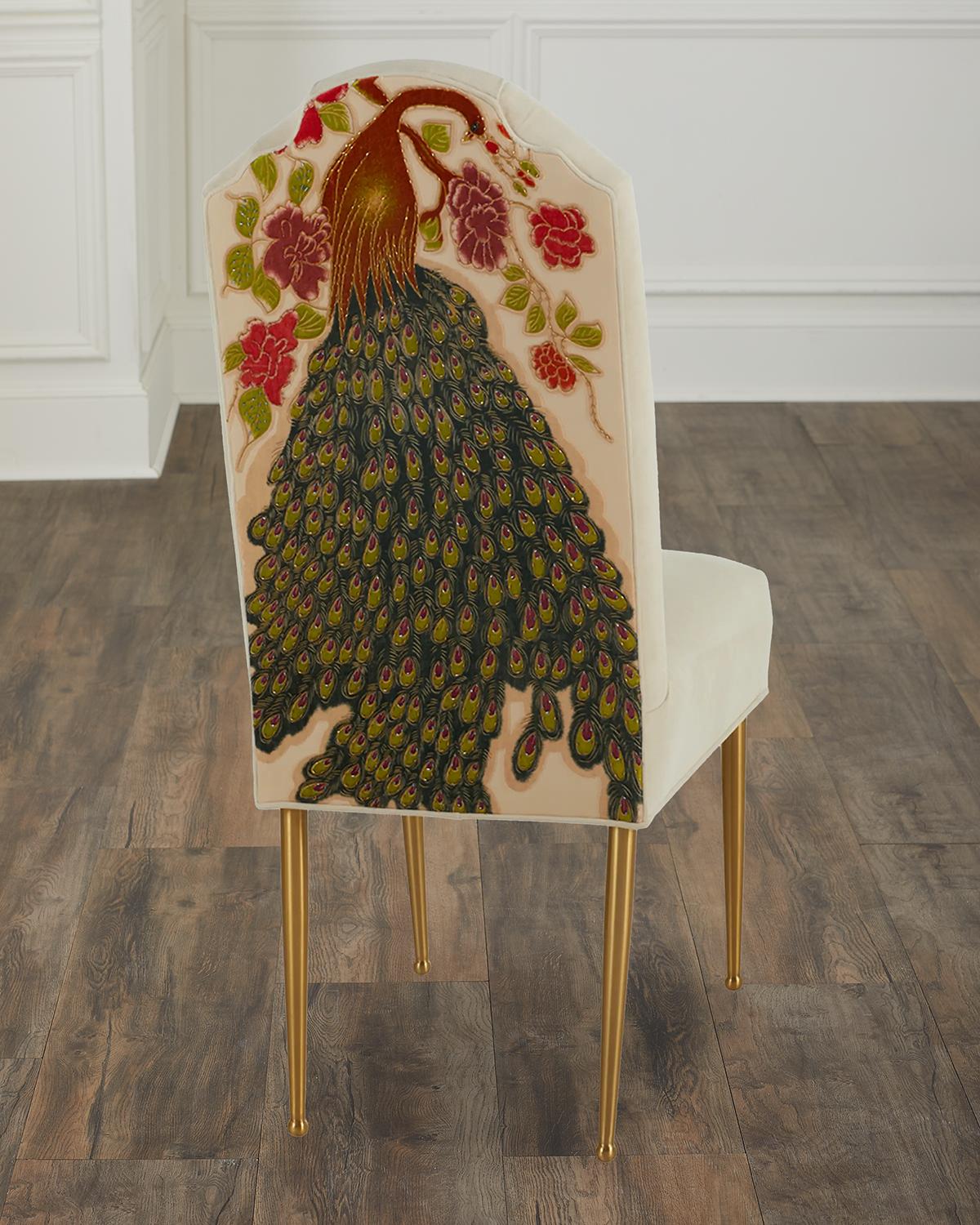 Peacock Dining Chair with Brass Legs