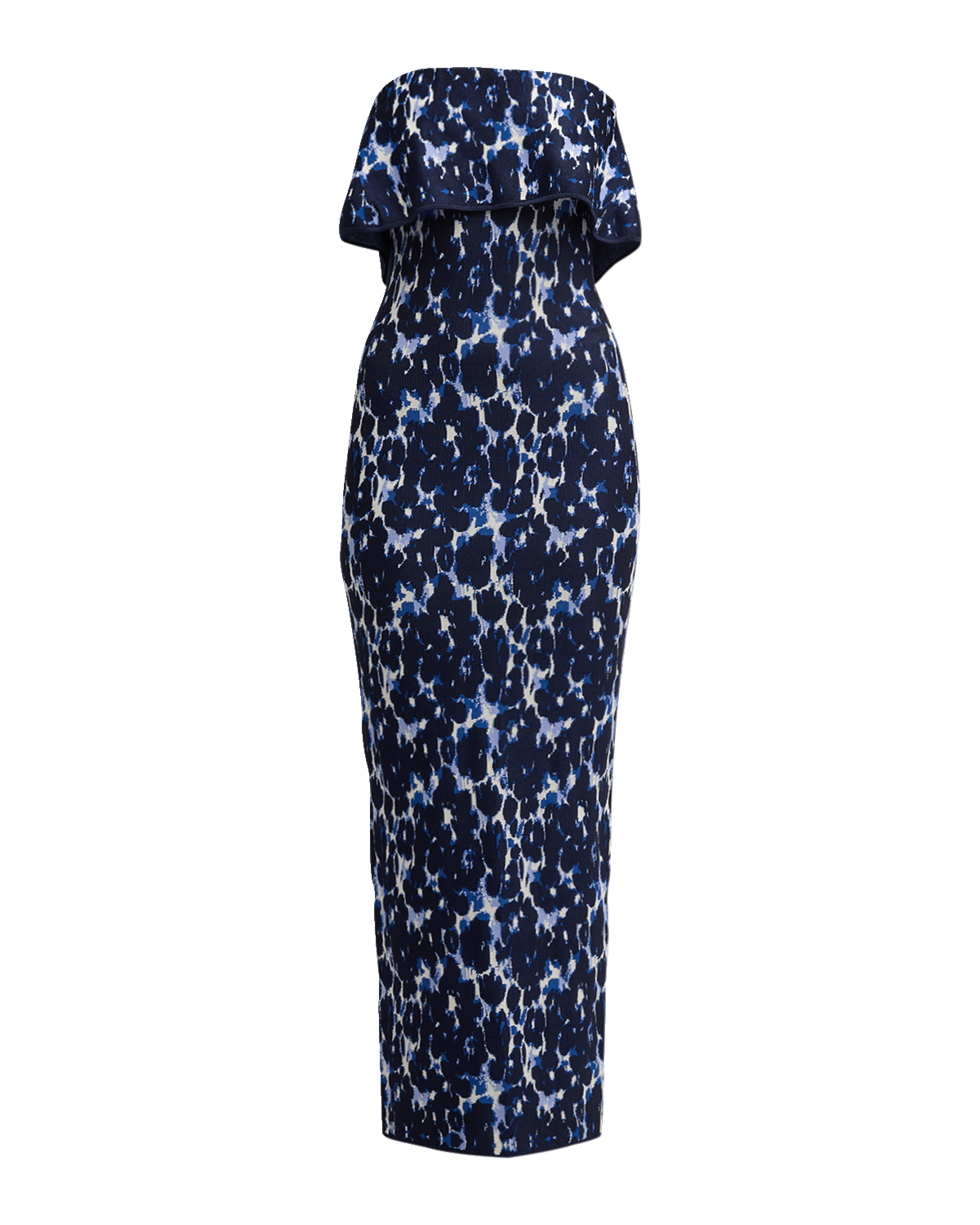 Lela Rose Alexandra Floral Jacquard Foldover Strapless Midi Dress