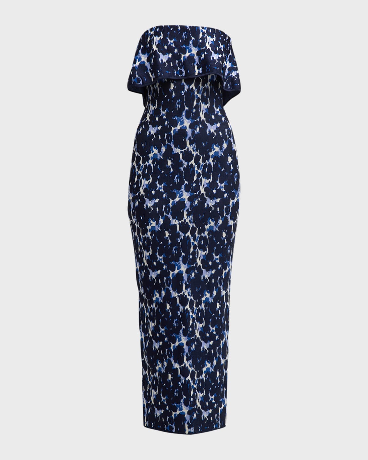 Lela Rose Alexandra Floral Jacquard Foldover Strapless Midi Dress