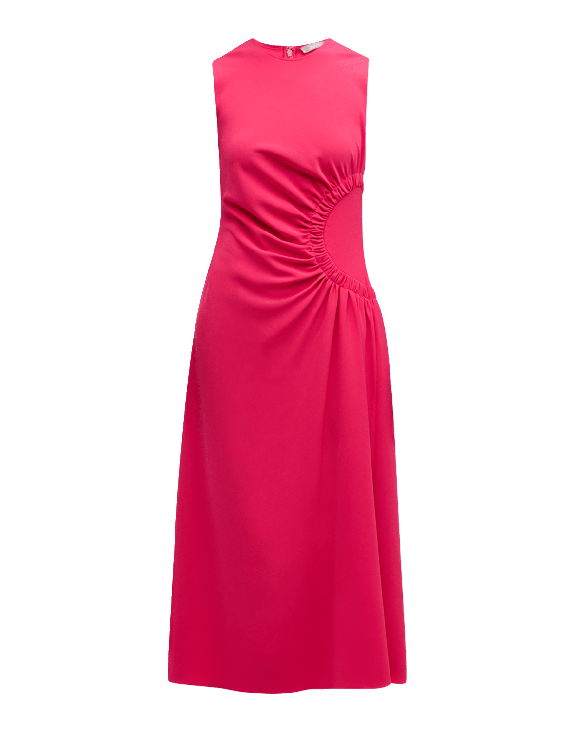 Lela Rose Sunburst Ruched-Side Sleeveless Midi Dress