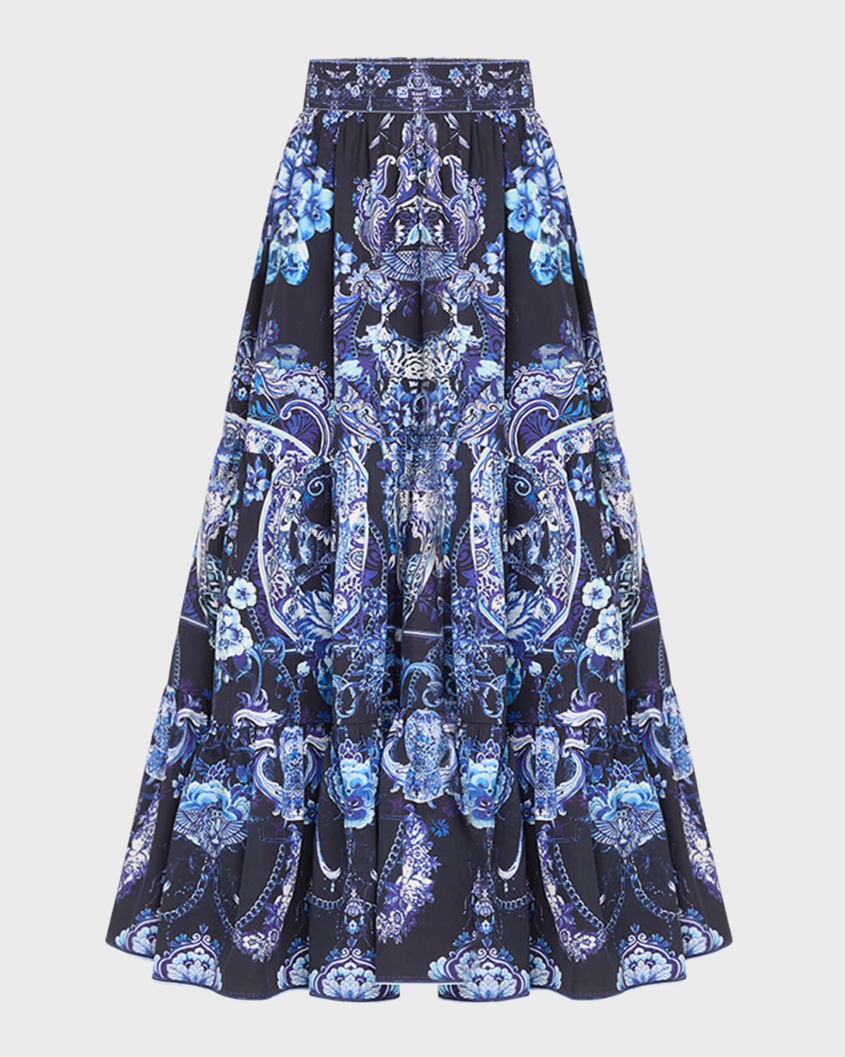 Camilla High-Waist Tiered Organic Cotton Poplin Skirt