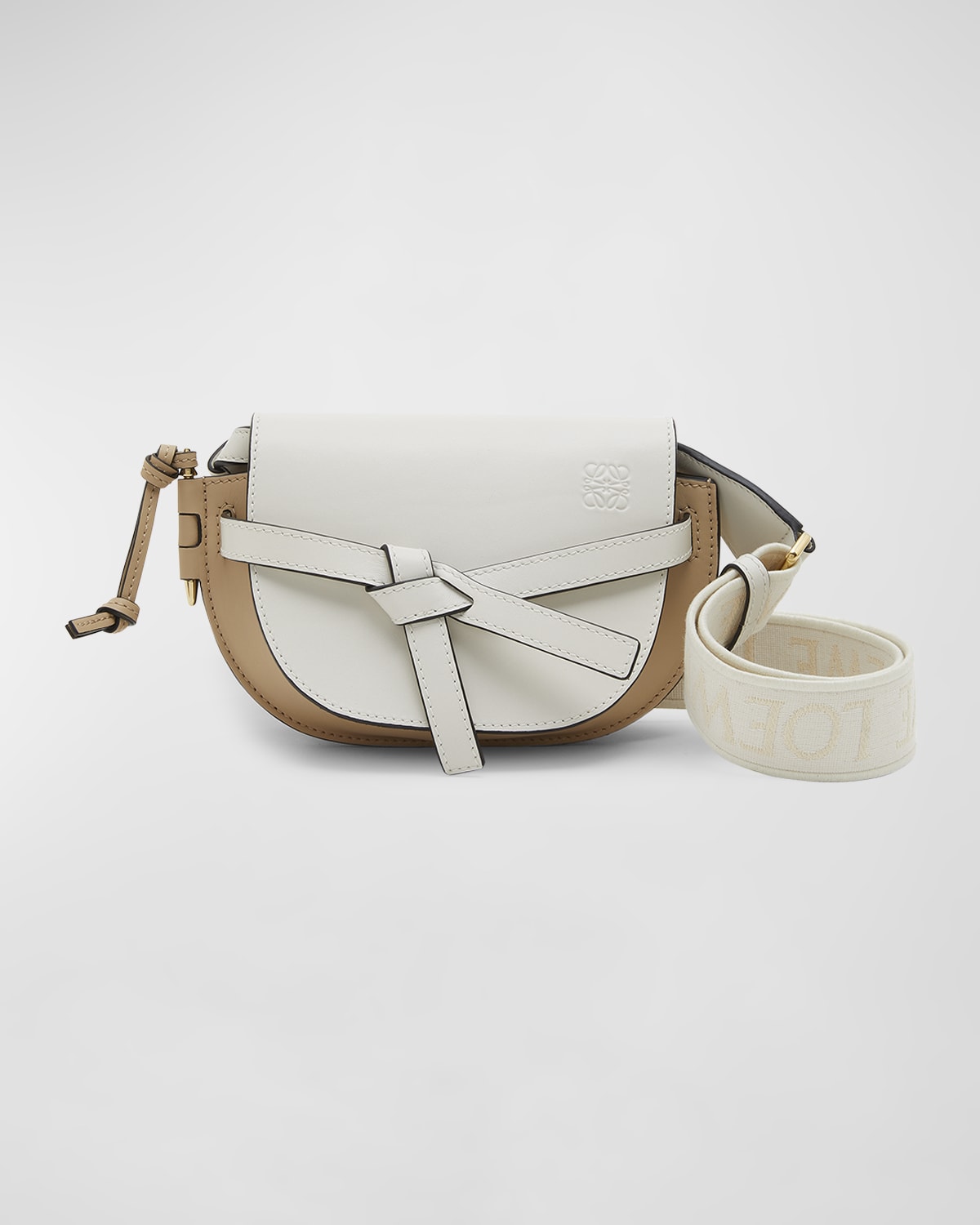 Loewe Gate Dual Mini Crossbody Bag in Bicolor Leather with Jacquard Strap