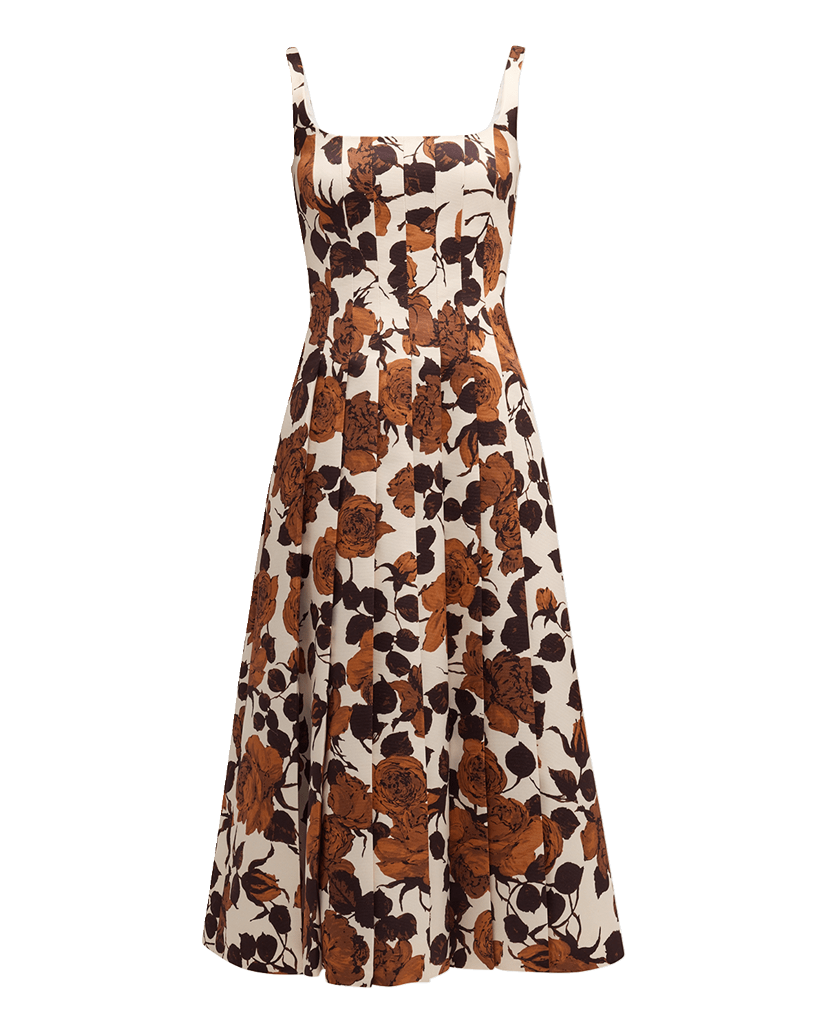 Emilia Wickstead Adele Floral-Print Pleated Sleeveless Midi Dress