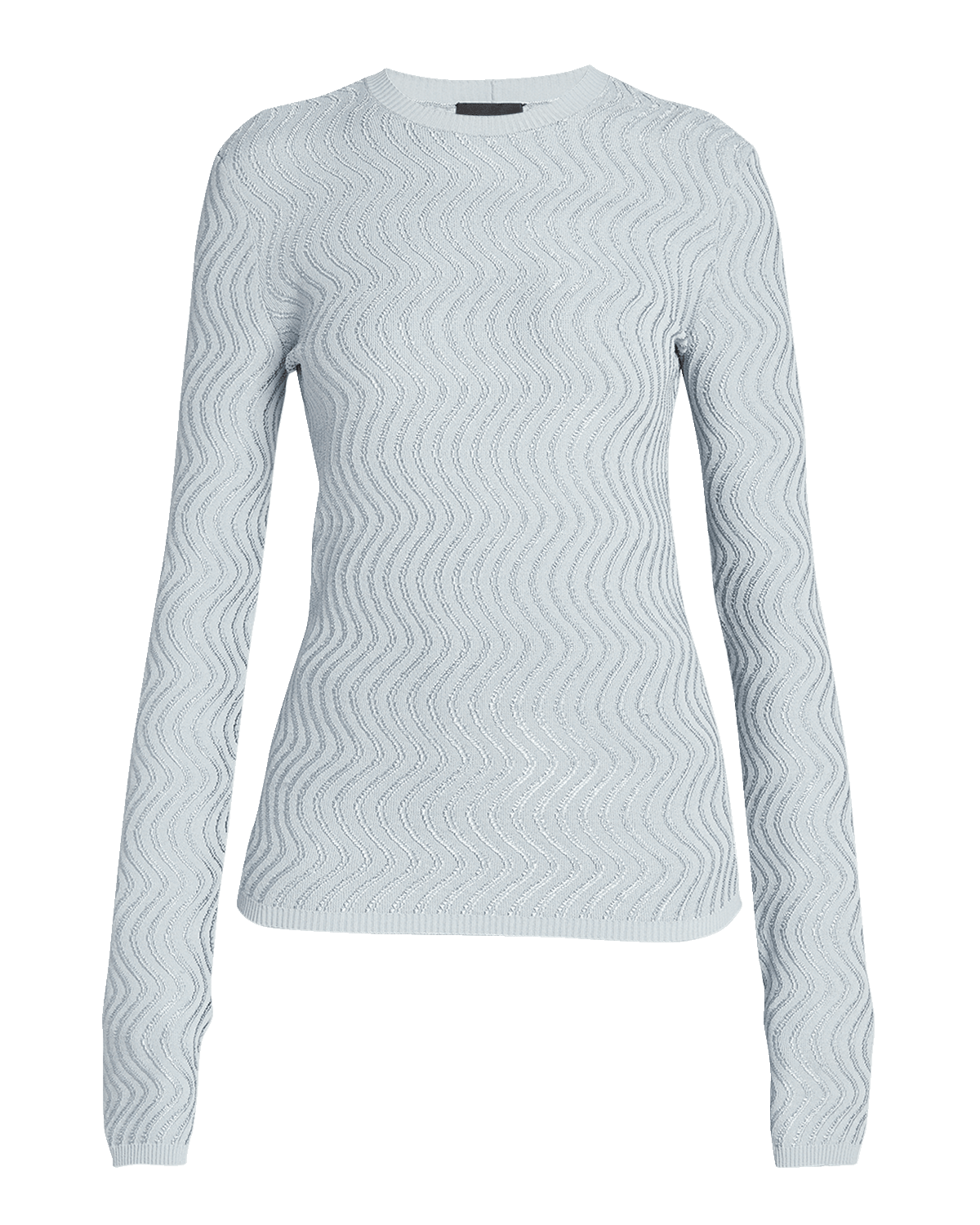 Giorgio Armani Wave Textured Viscose Jacquard Long-Sleeve Crewneck Top