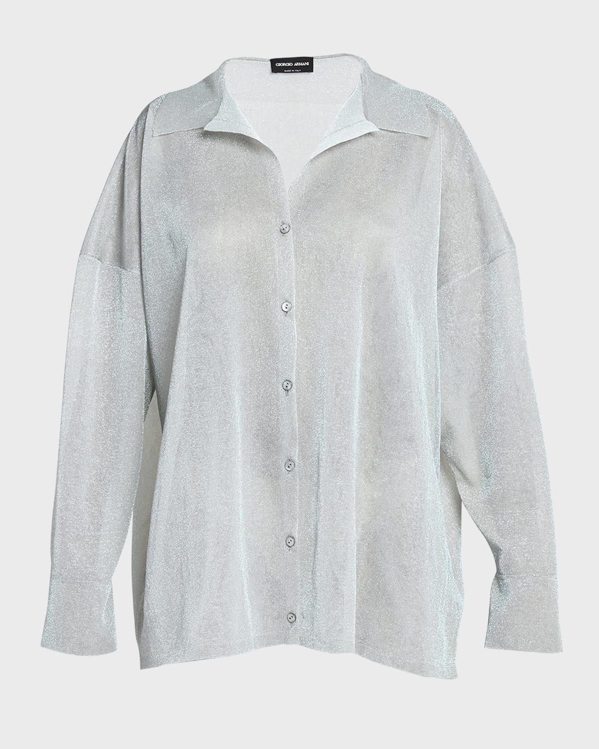Giorgio Armani Sheer Metallic Oversized Collared Blouse