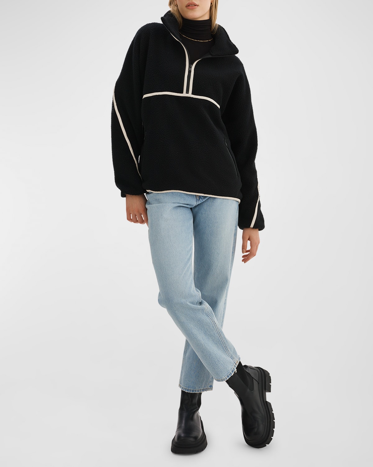 LaMarque Helsa Fleece Piped Pullover Sweater