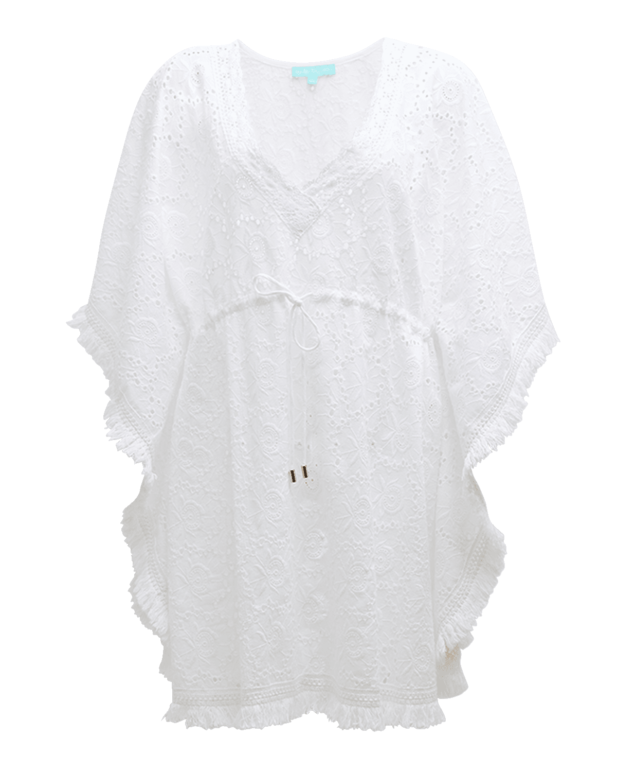 Melissa Odabash Ivy Lace Crochet Fringe-Trim Mini Dress