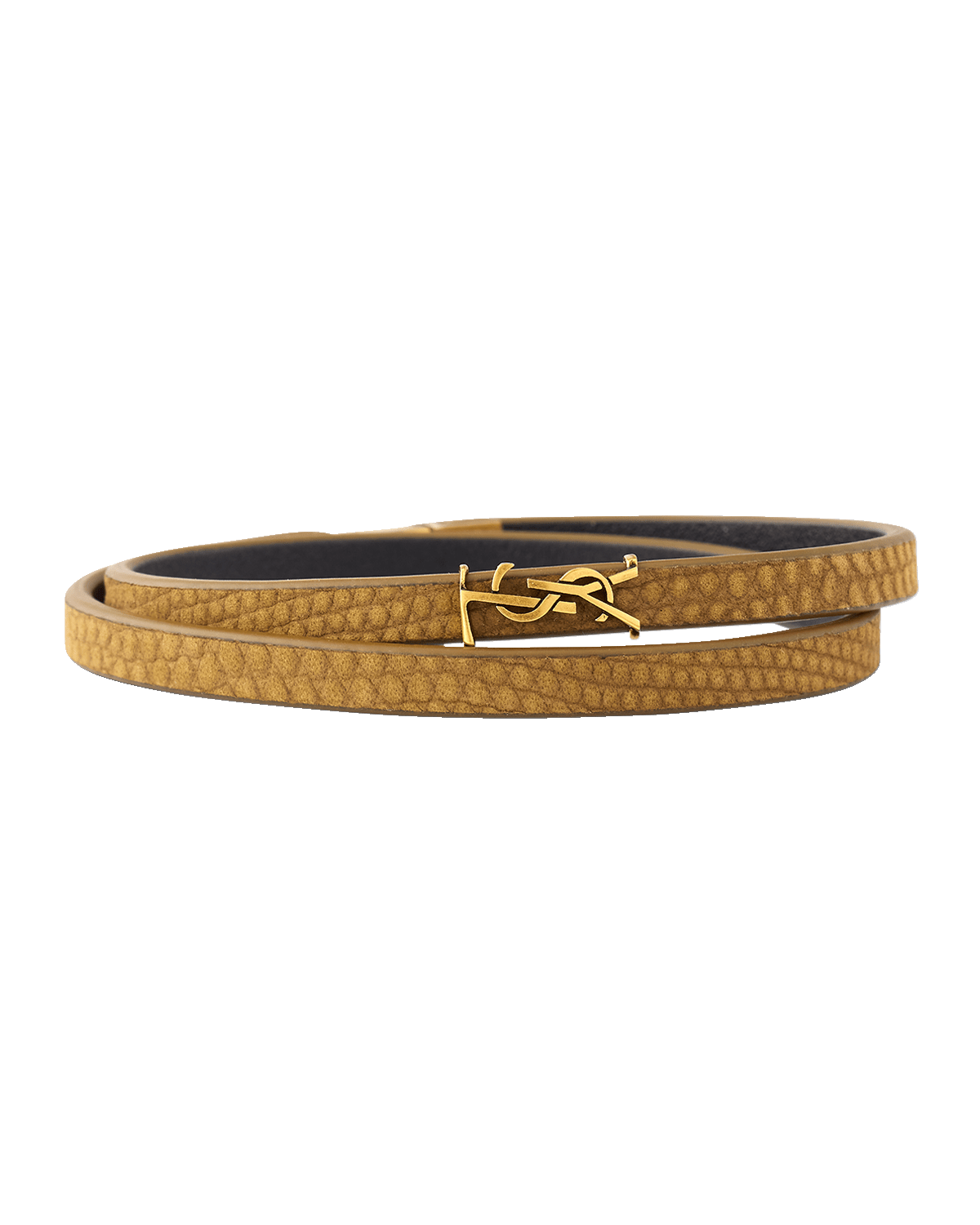 Saint Laurent Leather Double-Wrap YSL Bracelet