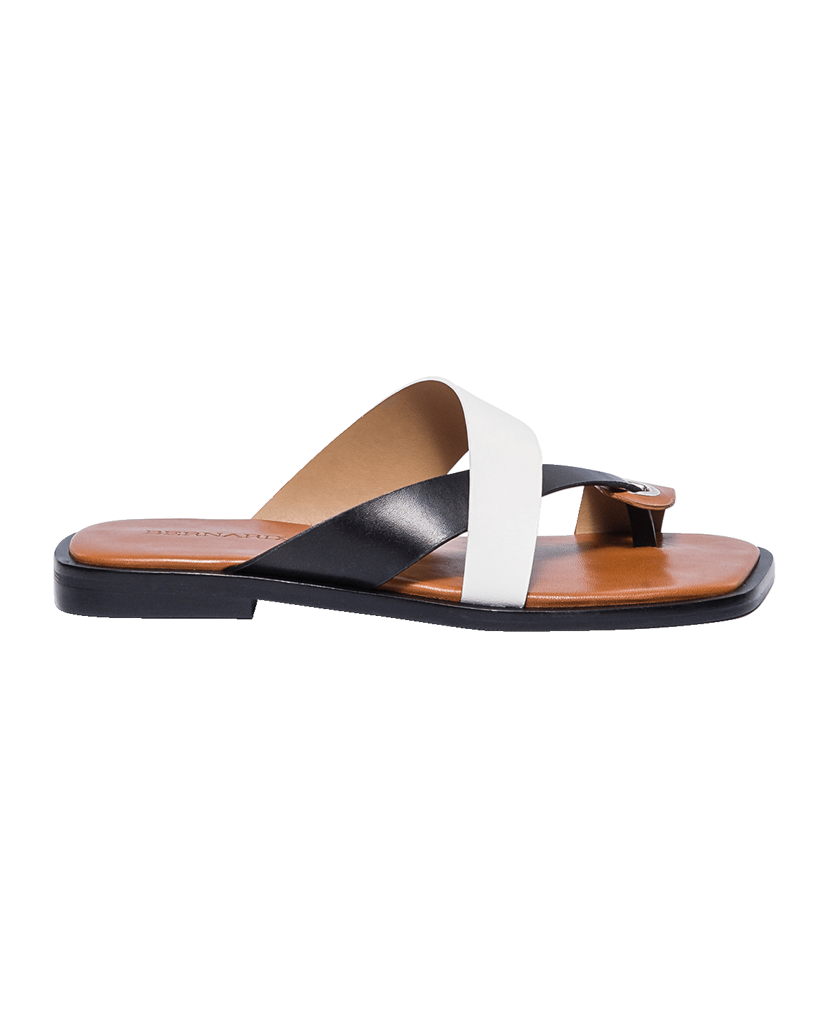 Bernardo Tricolor Leather Toe-Ring Slide Sandals
