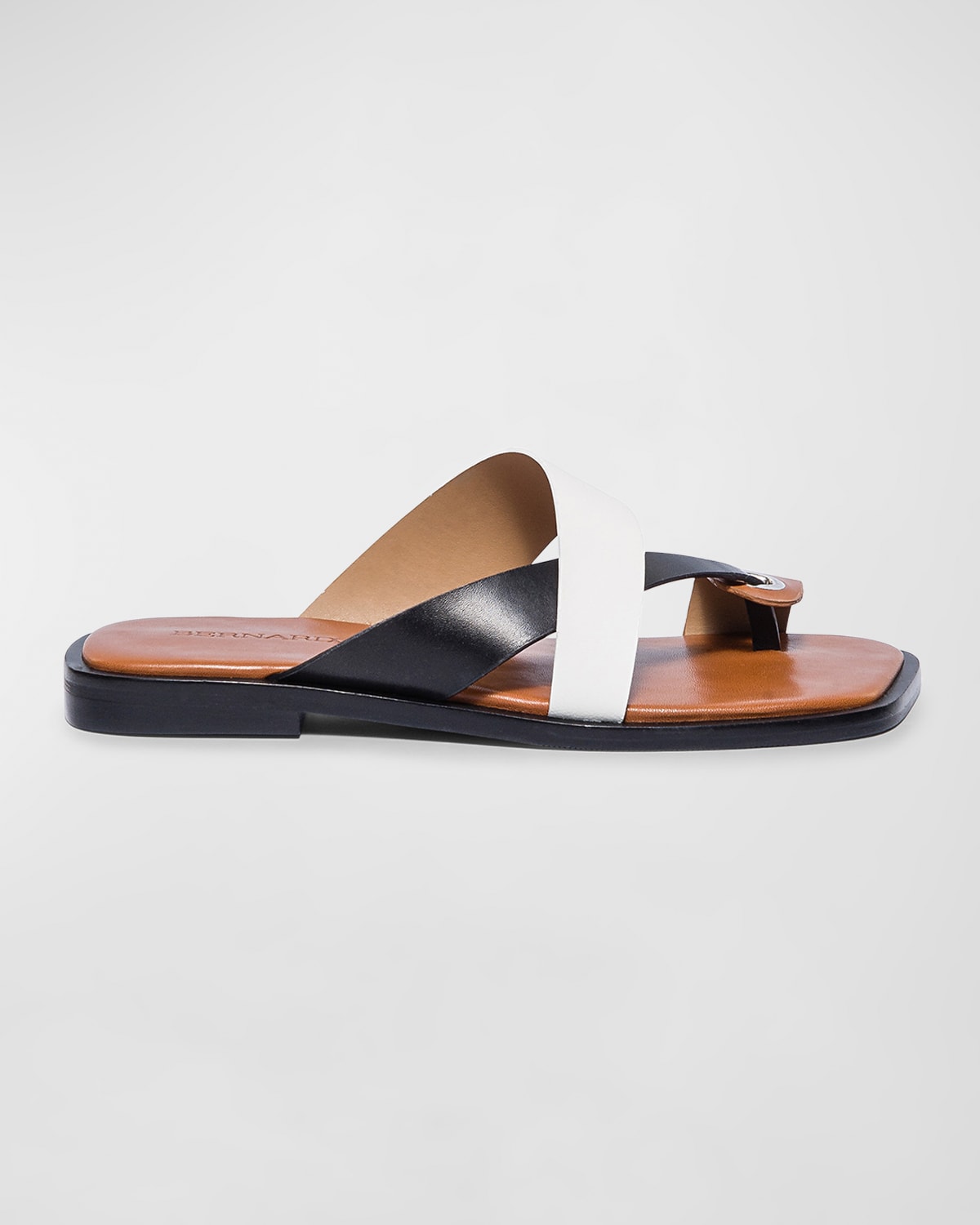 Bernardo Tricolor Leather Toe-Ring Slide Sandals