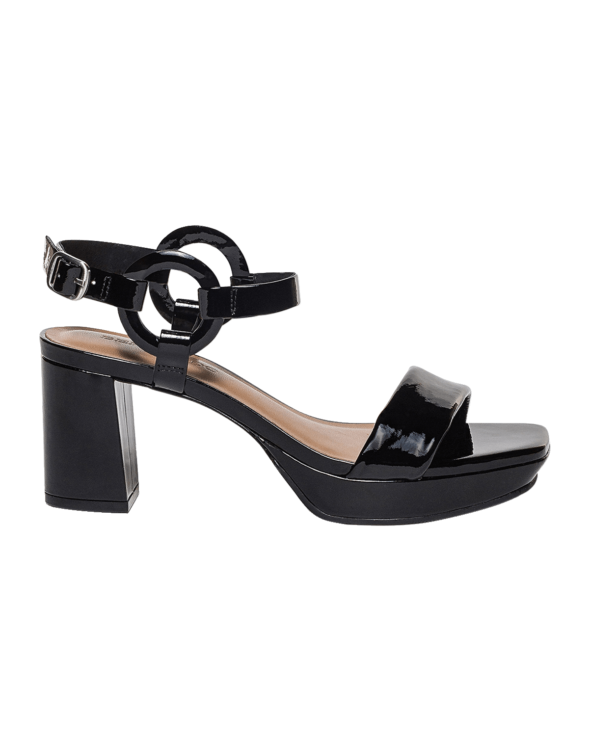 Bernardo Patent Calfskin Slingback Platform Sandals