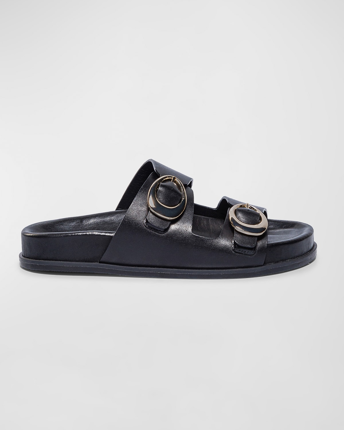 Bernardo Leather Dual-Buckle Comfort Sandals