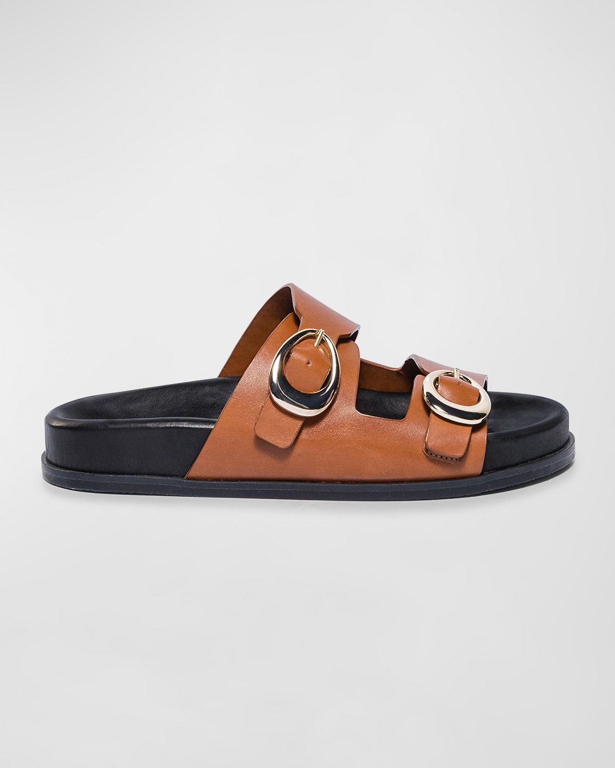 Bernardo Leather Dual-Buckle Comfort Sandals