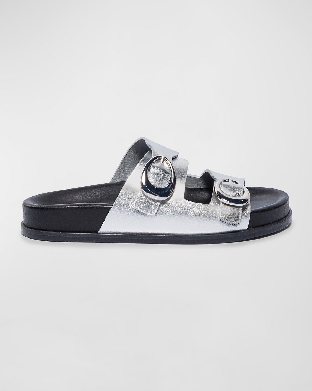 Bernardo Metallic Dual-Buckle Comfort Sandals