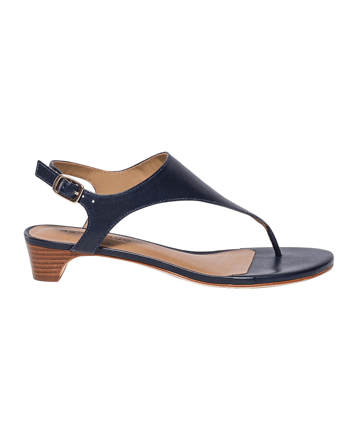 Bernardo Calfskin Low-Heel Thong Slingback Sandals
