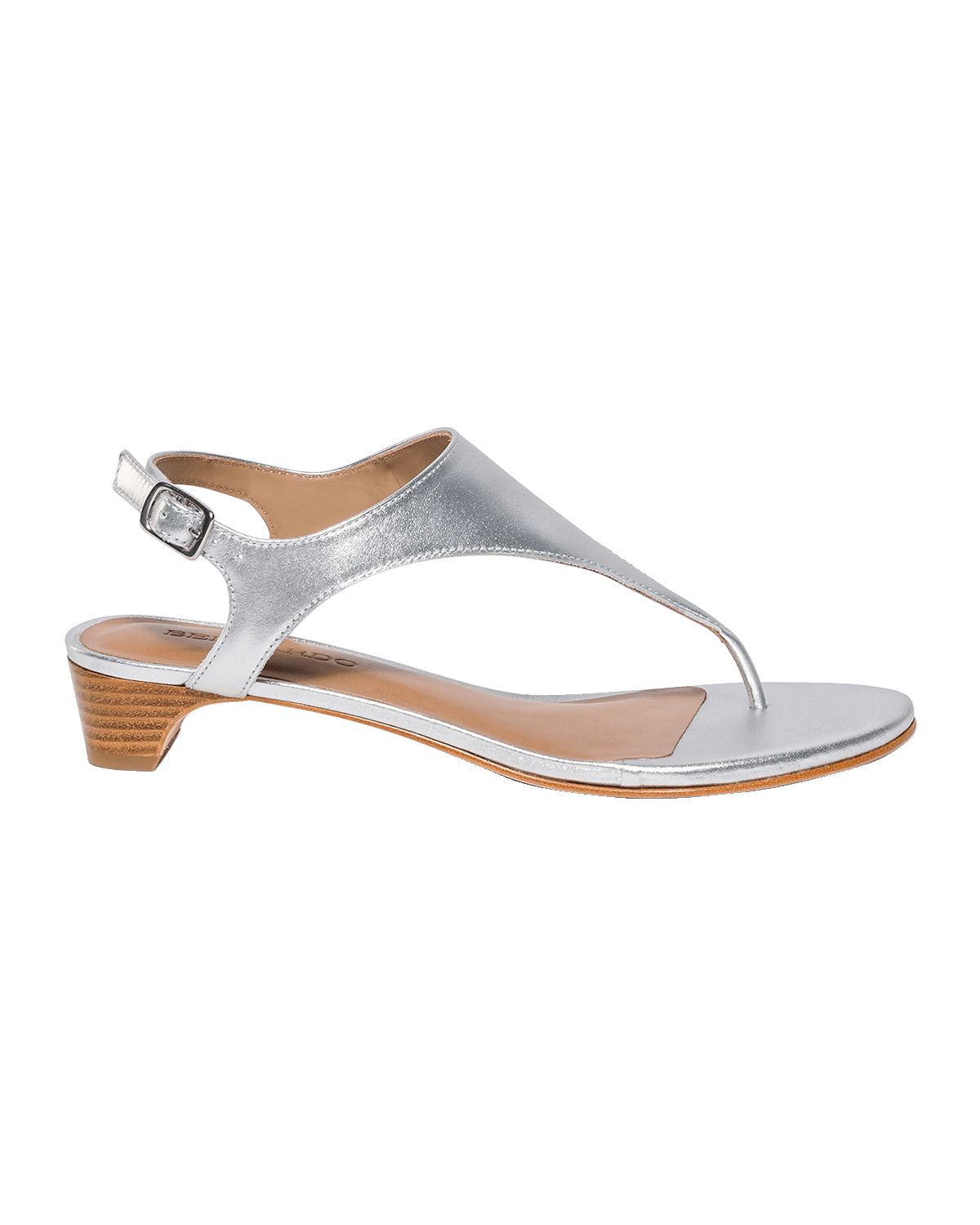 Bernardo Metallic Low-Heel Thong Slingback Sandals
