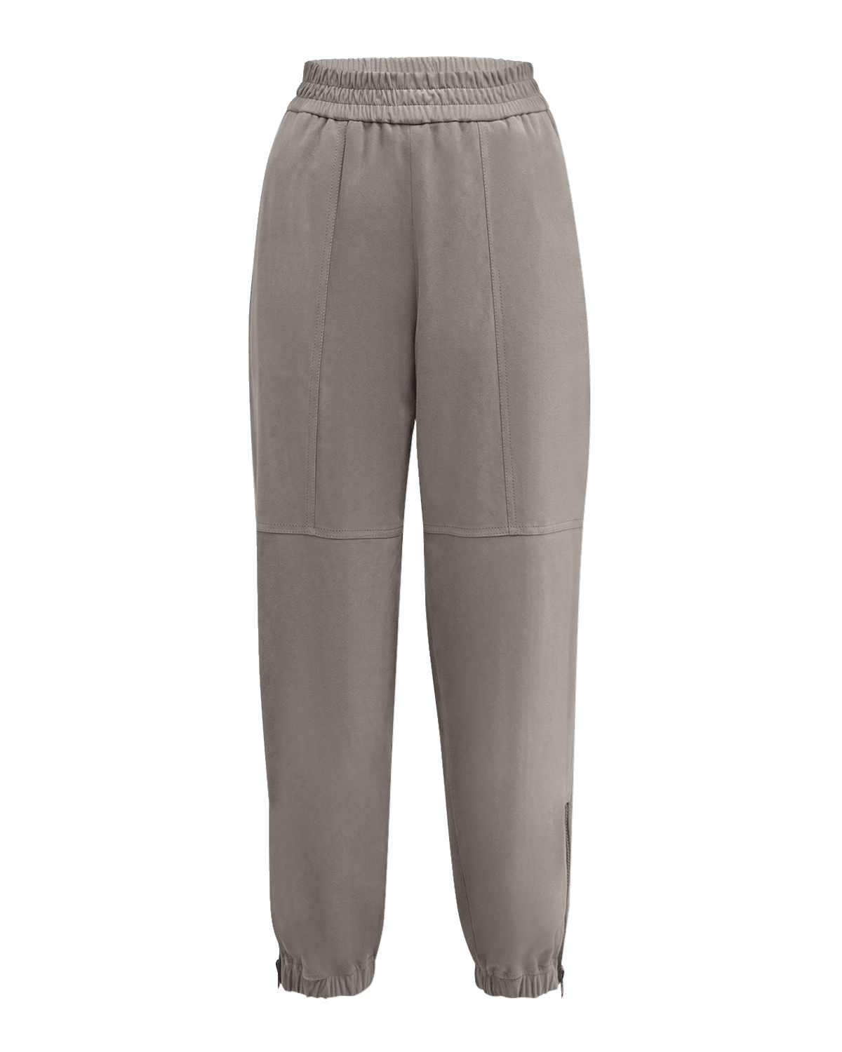Brunello Cucinelli Monili Zip-Hem Suede Pull-On Joggers