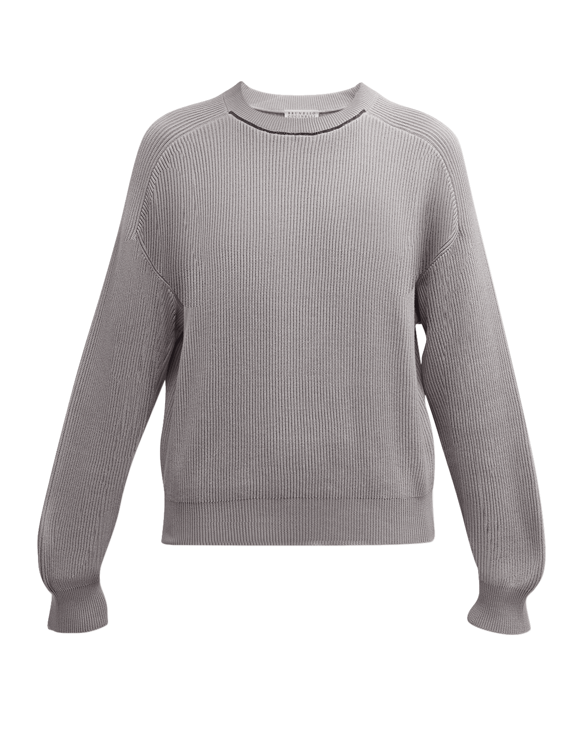 Brunello Cucinelli Monili-Trim Crewneck Rib Sweater