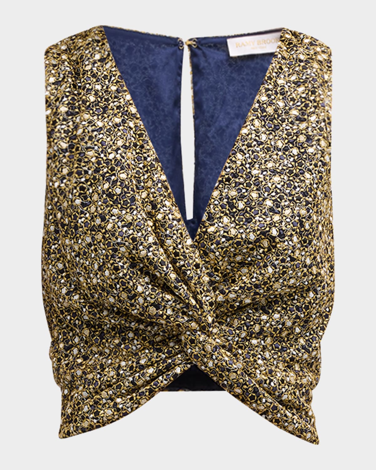 Ramy Brook Virginia Mesh Twist-Front Blouse