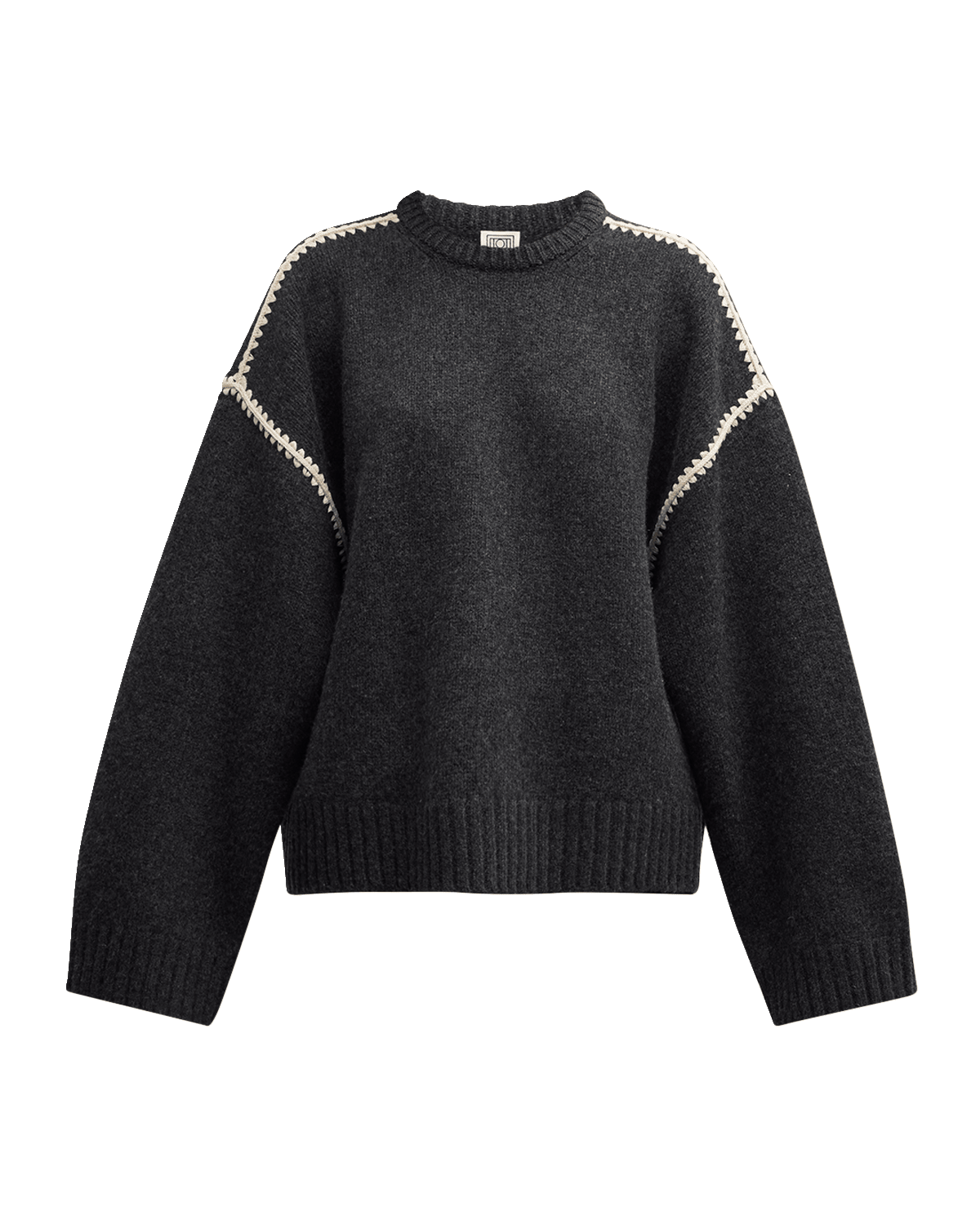 Toteme Cashmere-Blend Knit Sweater with Embroidered Detail