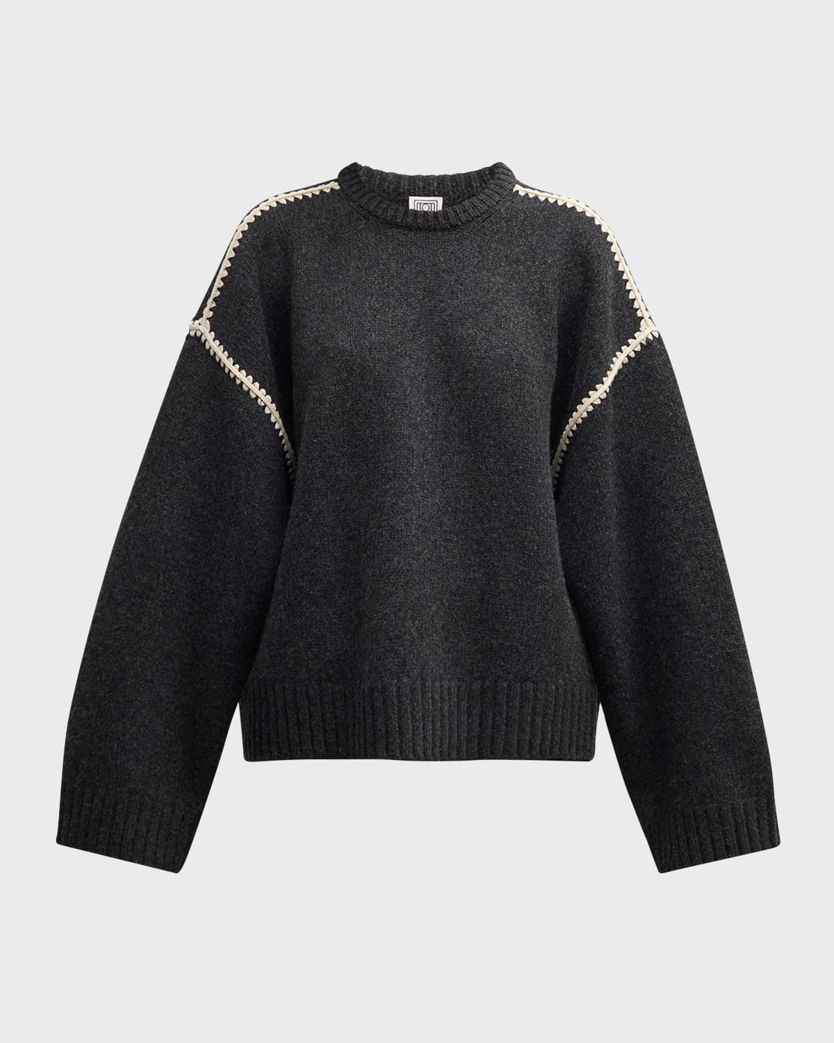 Toteme Cashmere-Blend Knit Sweater with Embroidered Detail