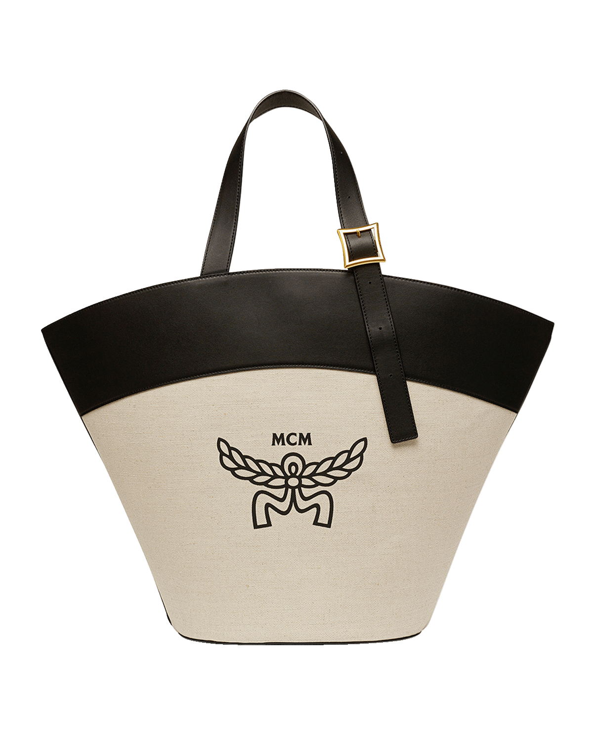 MCM Lauretos Logo Canvas Shopper Tote Bag