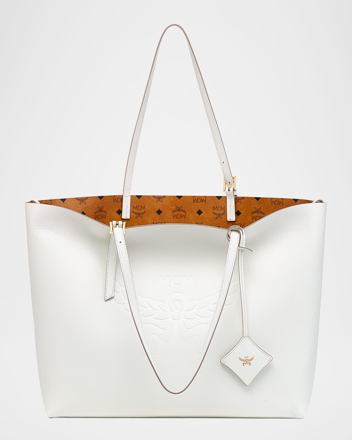 MCM Lauretos Leather Shopper Tote Bag