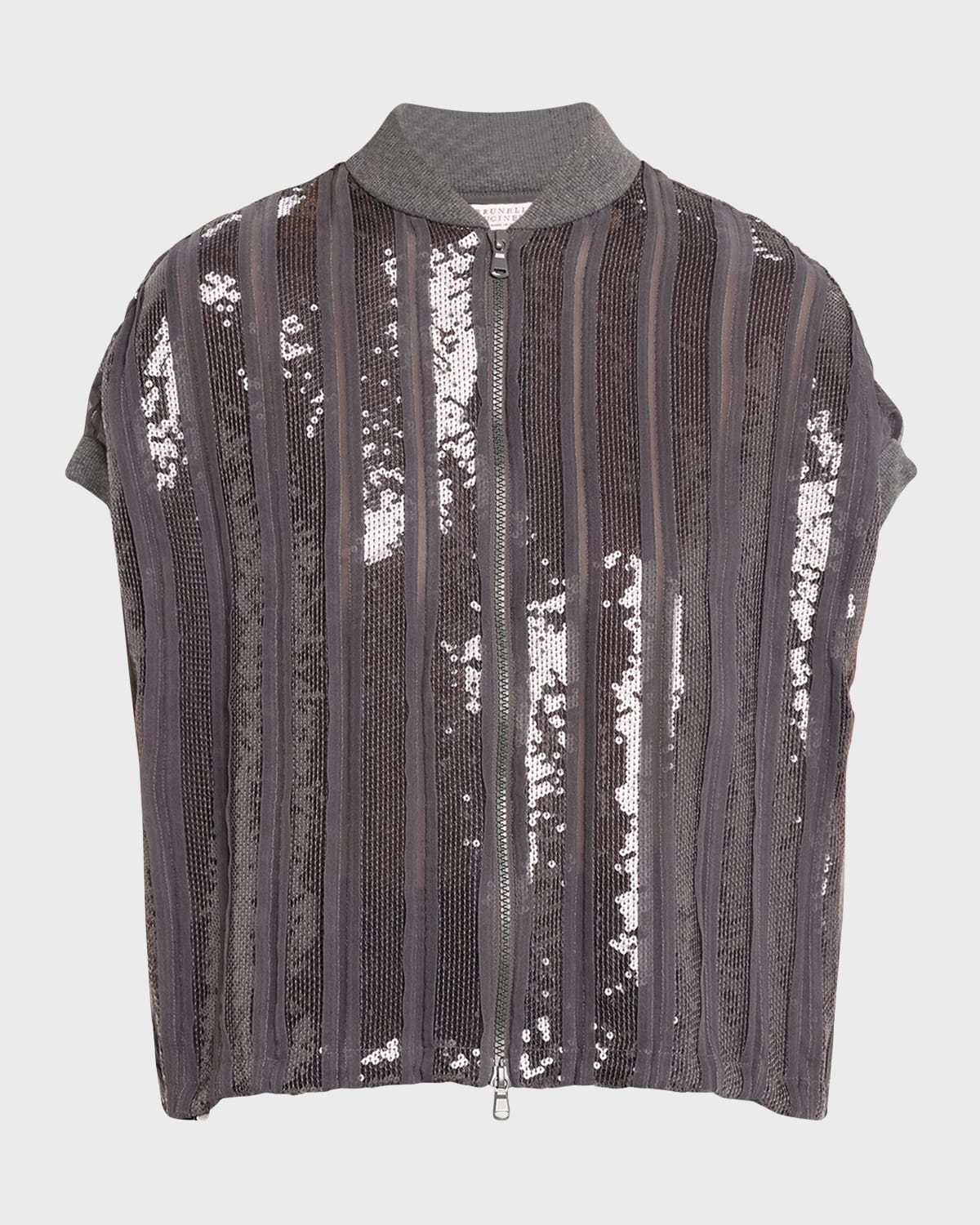Brunello Cucinelli Sequin Striped Zip-Up Jacket