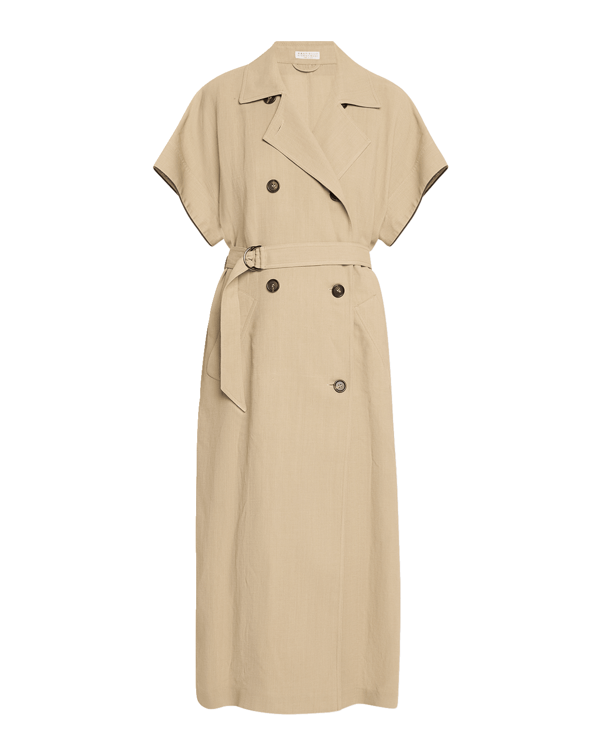 Brunello Cucinelli Cotton Canvas Cargo Coat Dress with Monili Trim