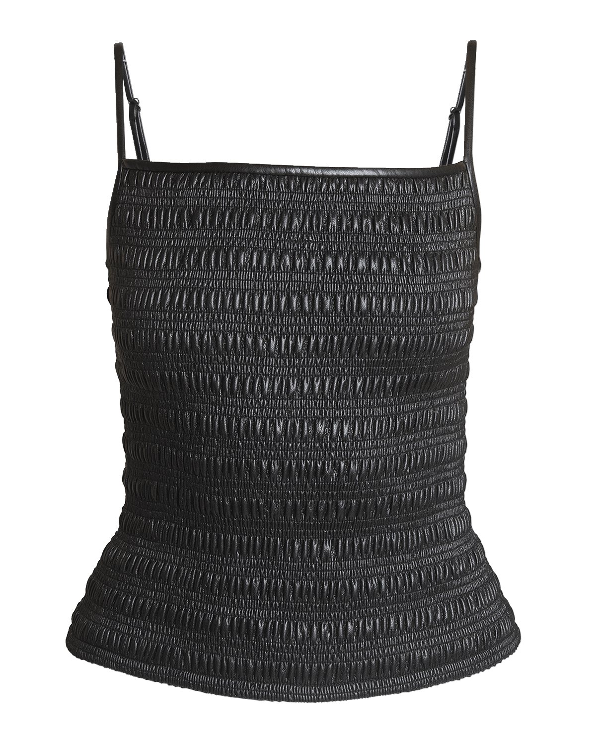 Nanushka Arenda Smocked Alt-Leather Crop Top