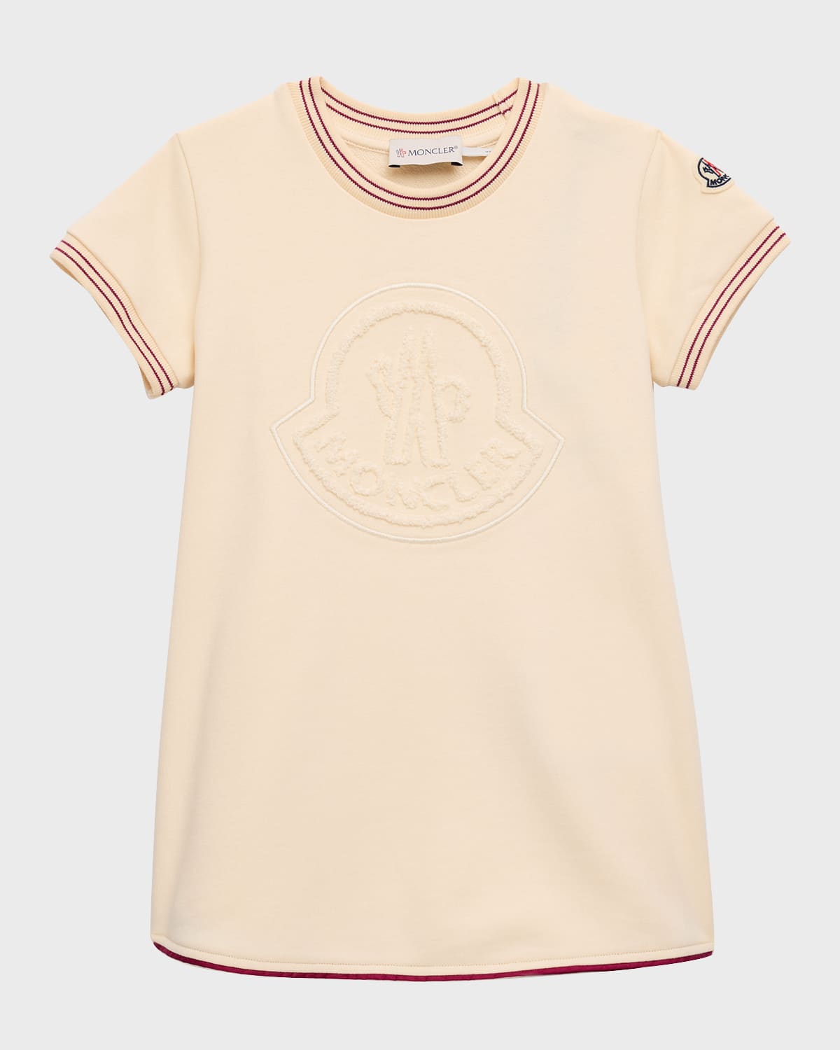 Moncler Girl's Embossed Crest Short-Sleeve Fleece Dress, Size 4-6